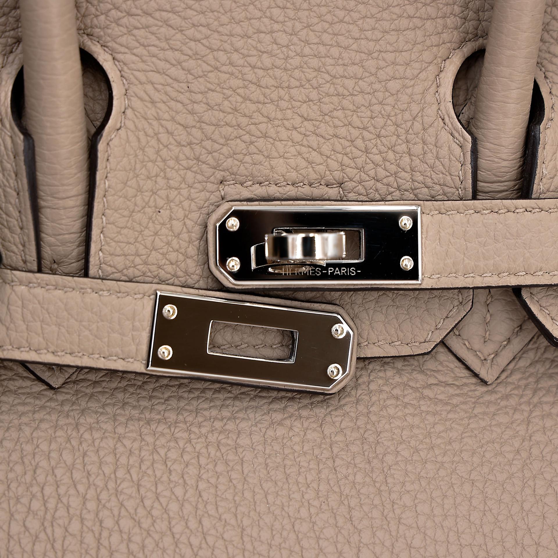 Excellent ( Rank SA ) HERMÈS Birkin 25 Gris Tourterelle (81) Togo Palladium hardware U (2022) - 10