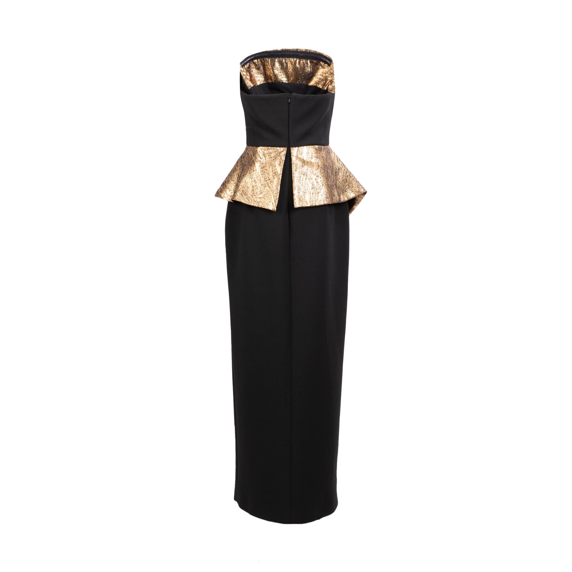 KAREN MILLEN Compact Stretch Jacquard Peplum Detail Midaxi Dress Black