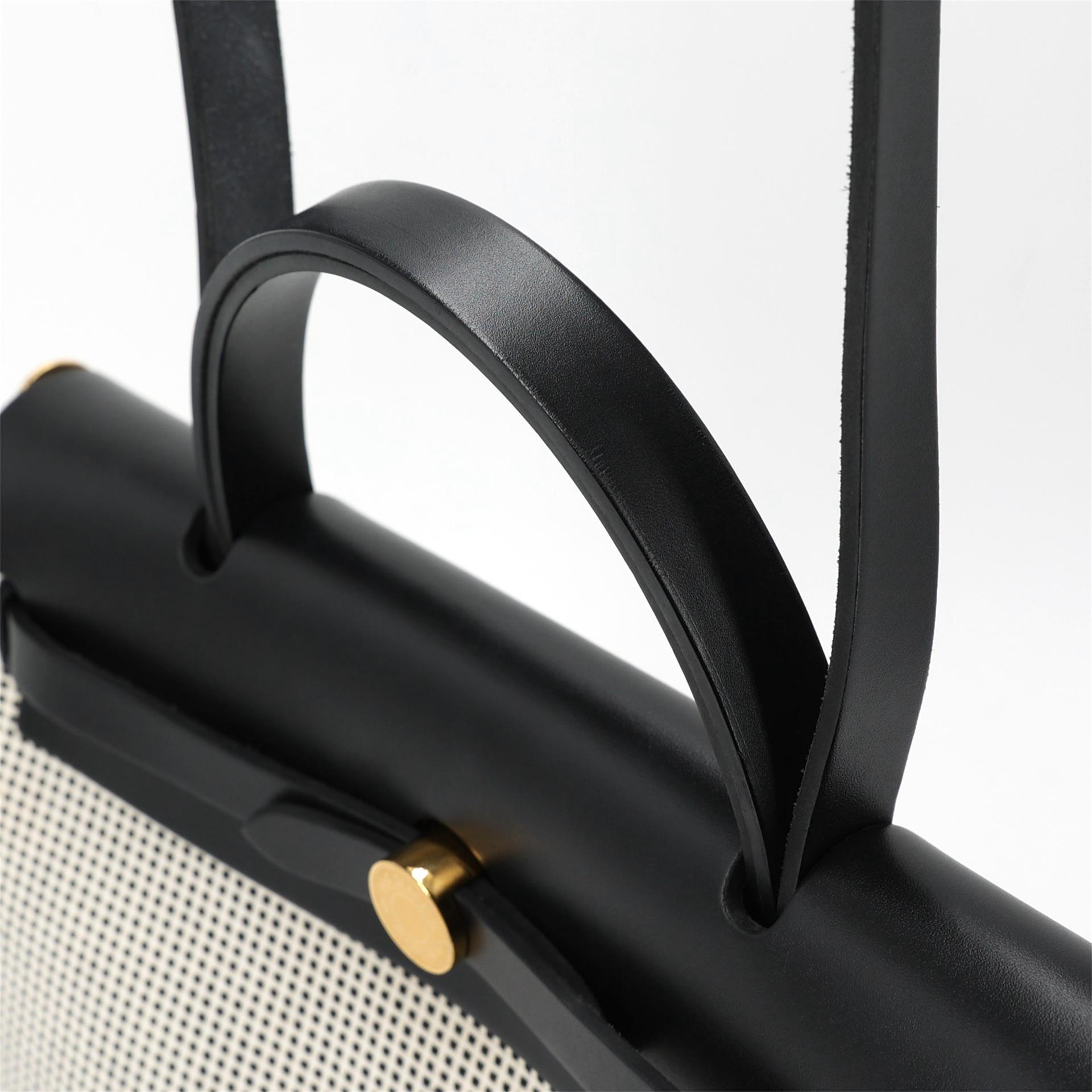Excellent ( Rank SA ) HERMÈS Herbag PM Black (89) Ecru Vache Hunter Toile Quadrille canvas Gold hardware B (2023) - 5