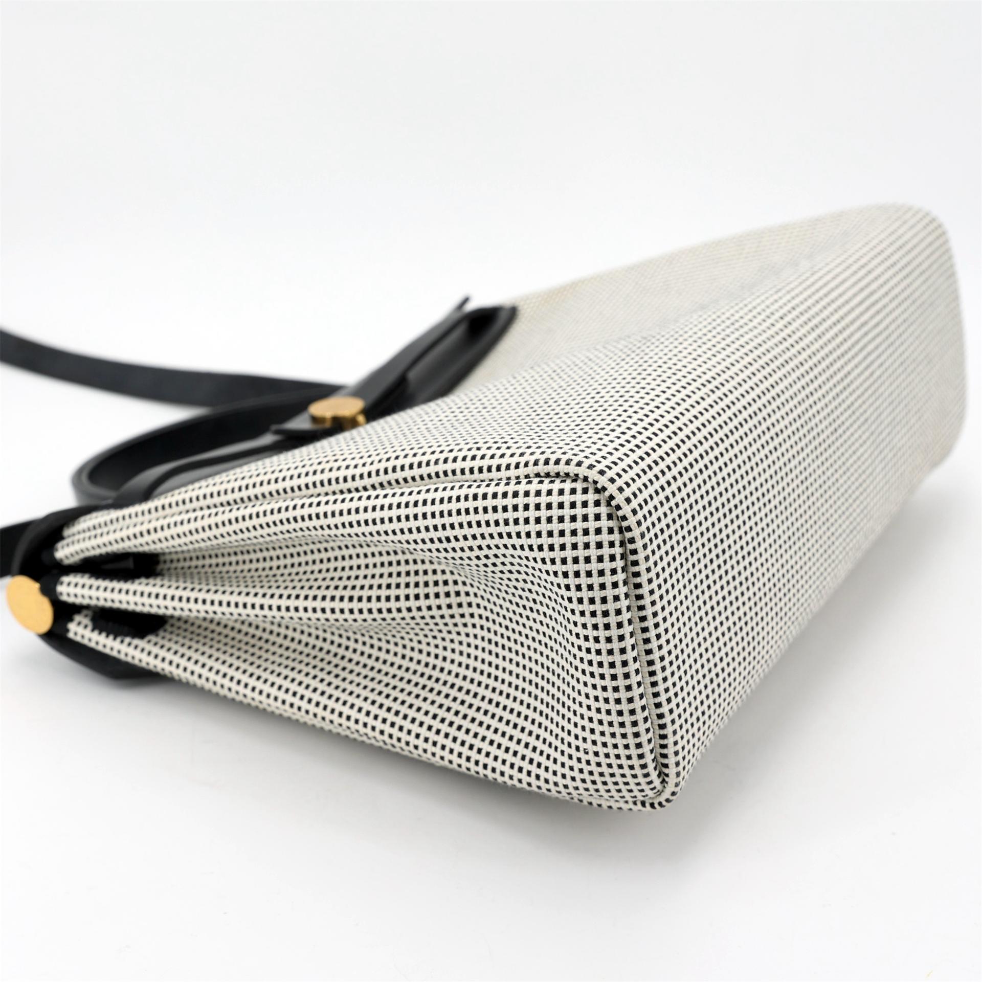 Excellent ( Rank SA ) HERMÈS Herbag PM Black (89) Ecru Vache Hunter Toile Quadrille canvas Gold hardware B (2023) - 6