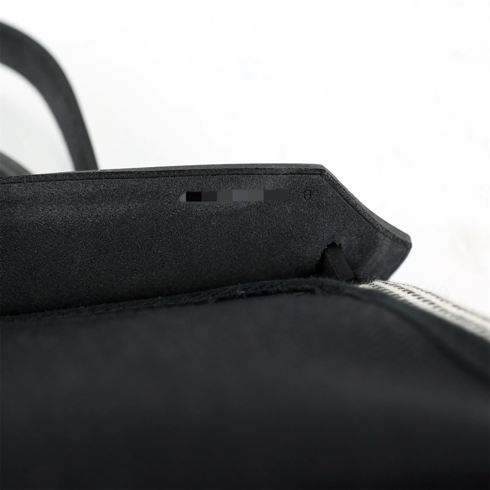 Excellent ( Rank SA ) HERMÈS Herbag PM Black (89) Ecru Vache Hunter Toile Quadrille canvas Gold hardware B (2023) - 25