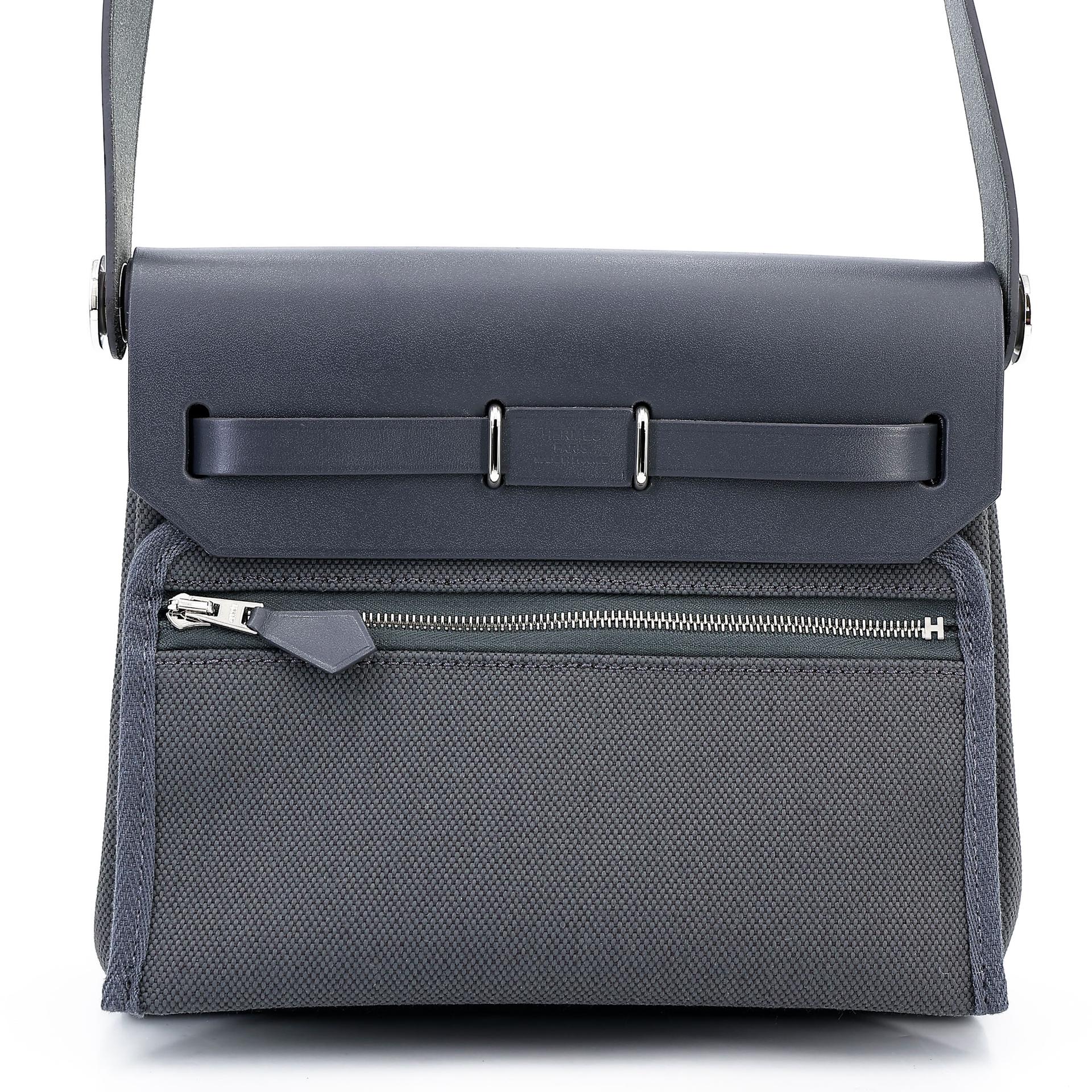 Brand New ( Rank N ) HERMÈS Herbag Zip Mini 20 Ardoise (85) Vache Hunter Canvas Palladium hardware K (2025) - 2