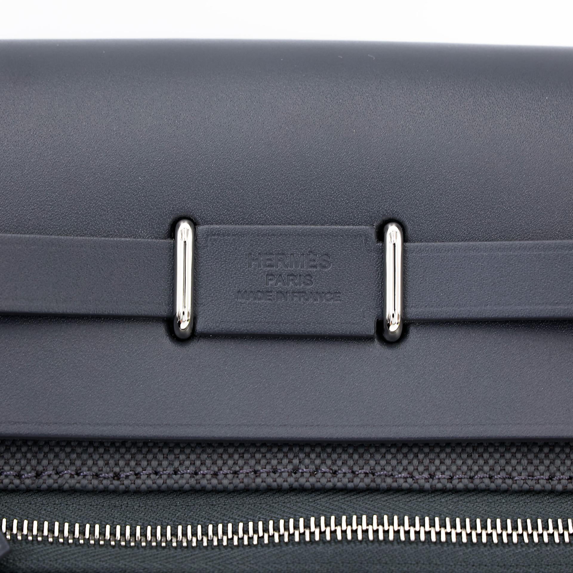 Brand New ( Rank N ) HERMÈS Herbag Zip Mini 20 Ardoise (85) Vache Hunter Canvas Palladium hardware K (2025) - 9