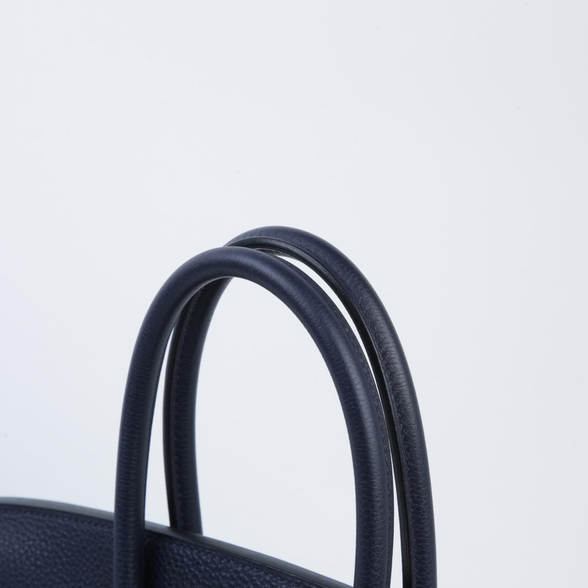Very Good ( Rank A)  HERMÈS  Birkin 30 Bleu Nuit (2Z) Togo Rose Gold hardware D (2019) - 3