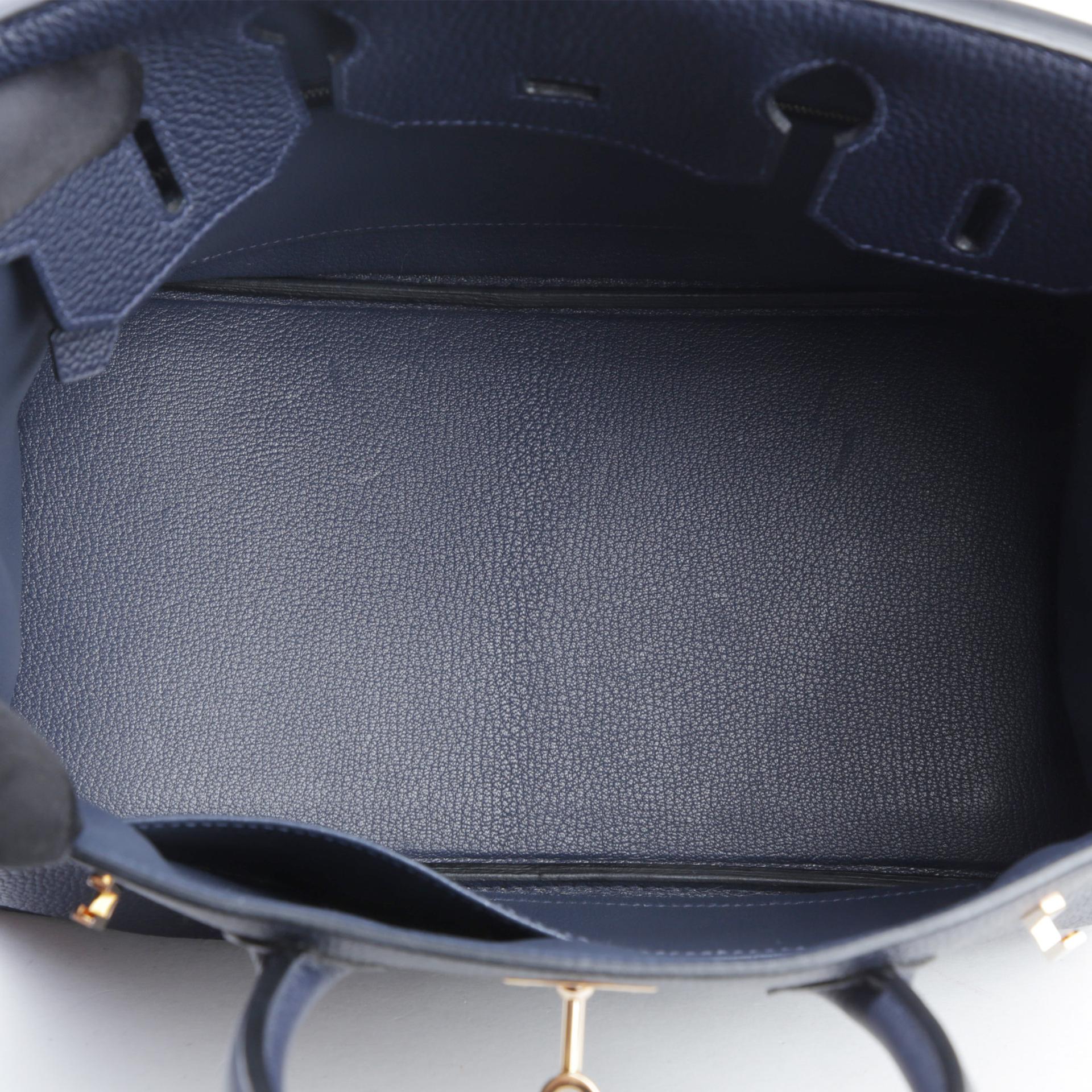 Very Good ( Rank A)  HERMÈS  Birkin 30 Bleu Nuit (2Z) Togo Rose Gold hardware D (2019) - 10
