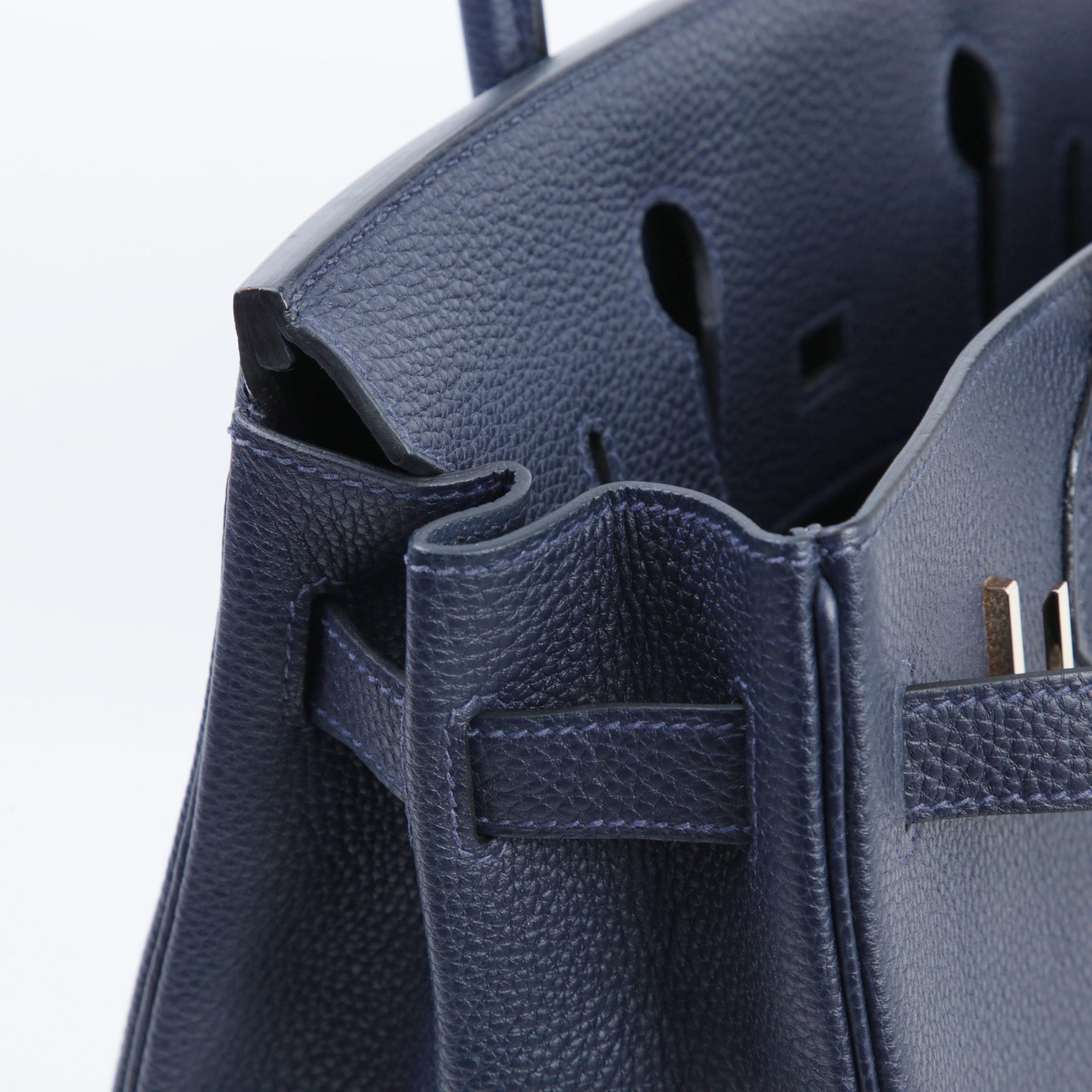 Very Good ( Rank A)  HERMÈS  Birkin 30 Bleu Nuit (2Z) Togo Rose Gold hardware D (2019) - 12