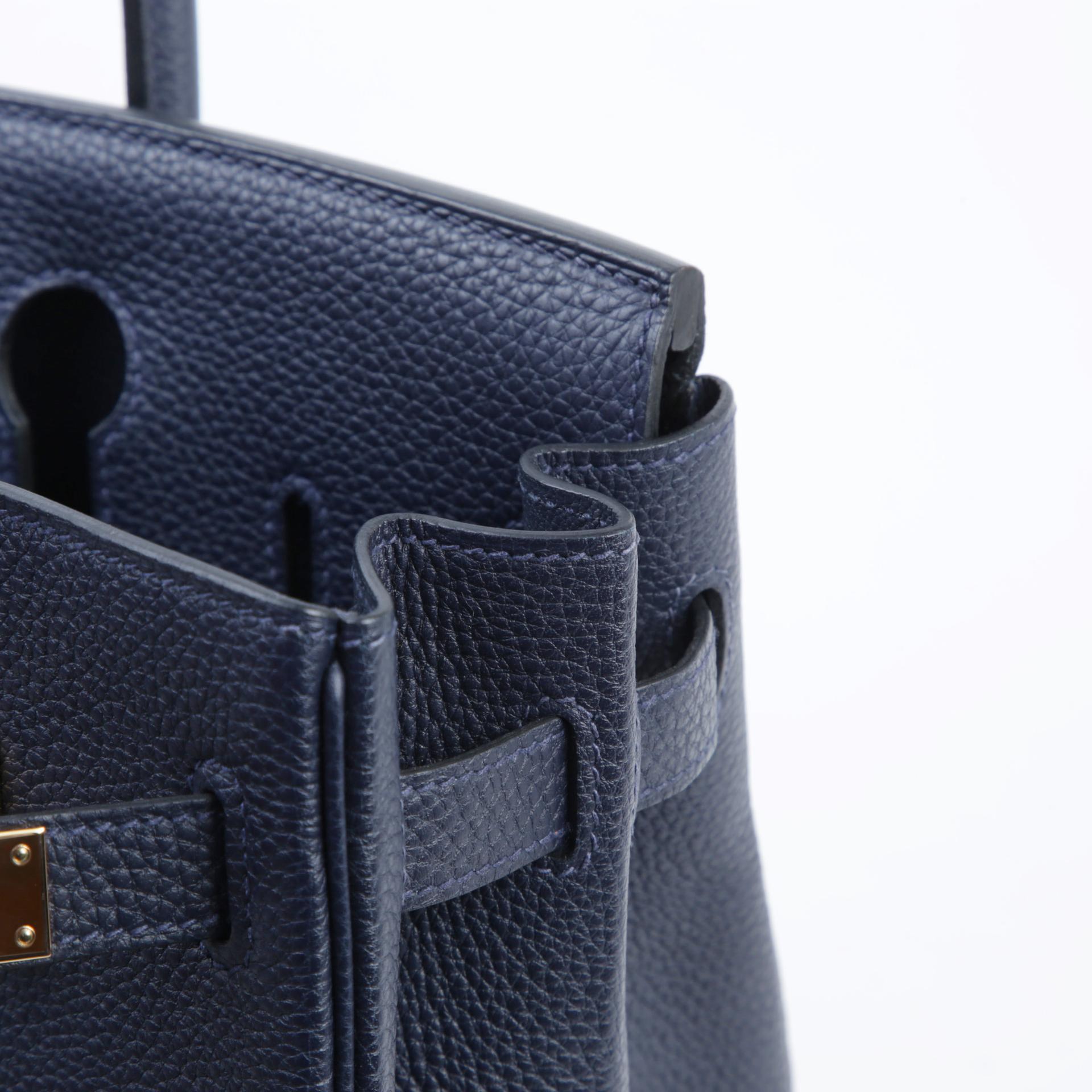 Very Good ( Rank A)  HERMÈS  Birkin 30 Bleu Nuit (2Z) Togo Rose Gold hardware D (2019) - 11