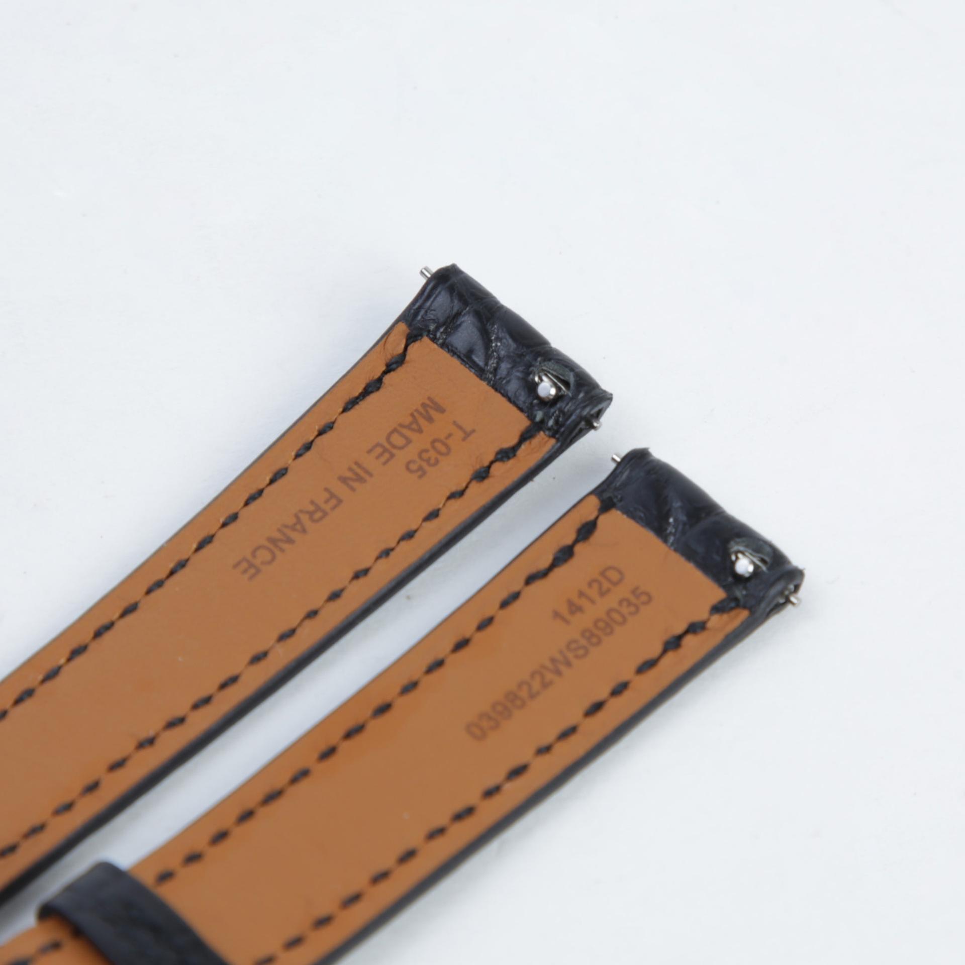 Unused ( Rank NS ) HERMÈS Leather Watch Strap Black (89) Alligator Palladium hardware - 4