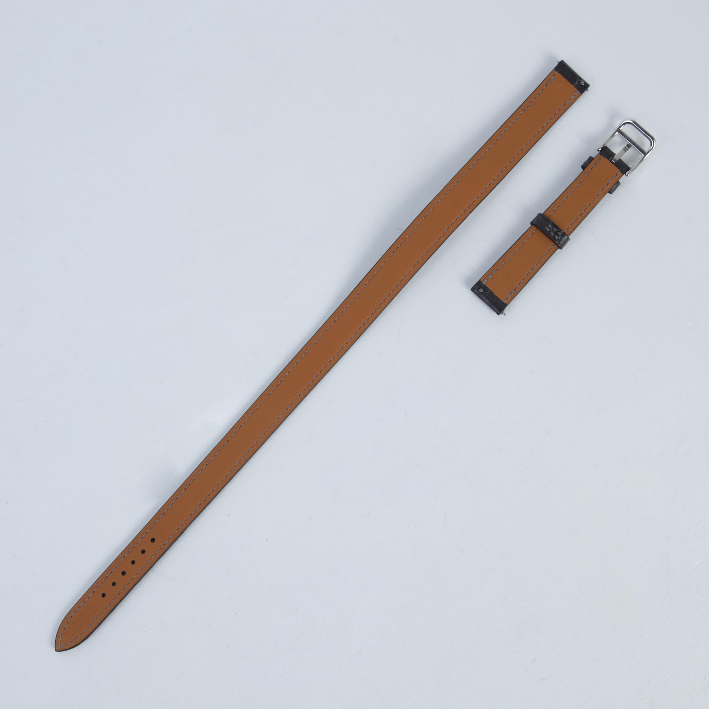 Double Tour Leather Watch Strap Graphite (88)
