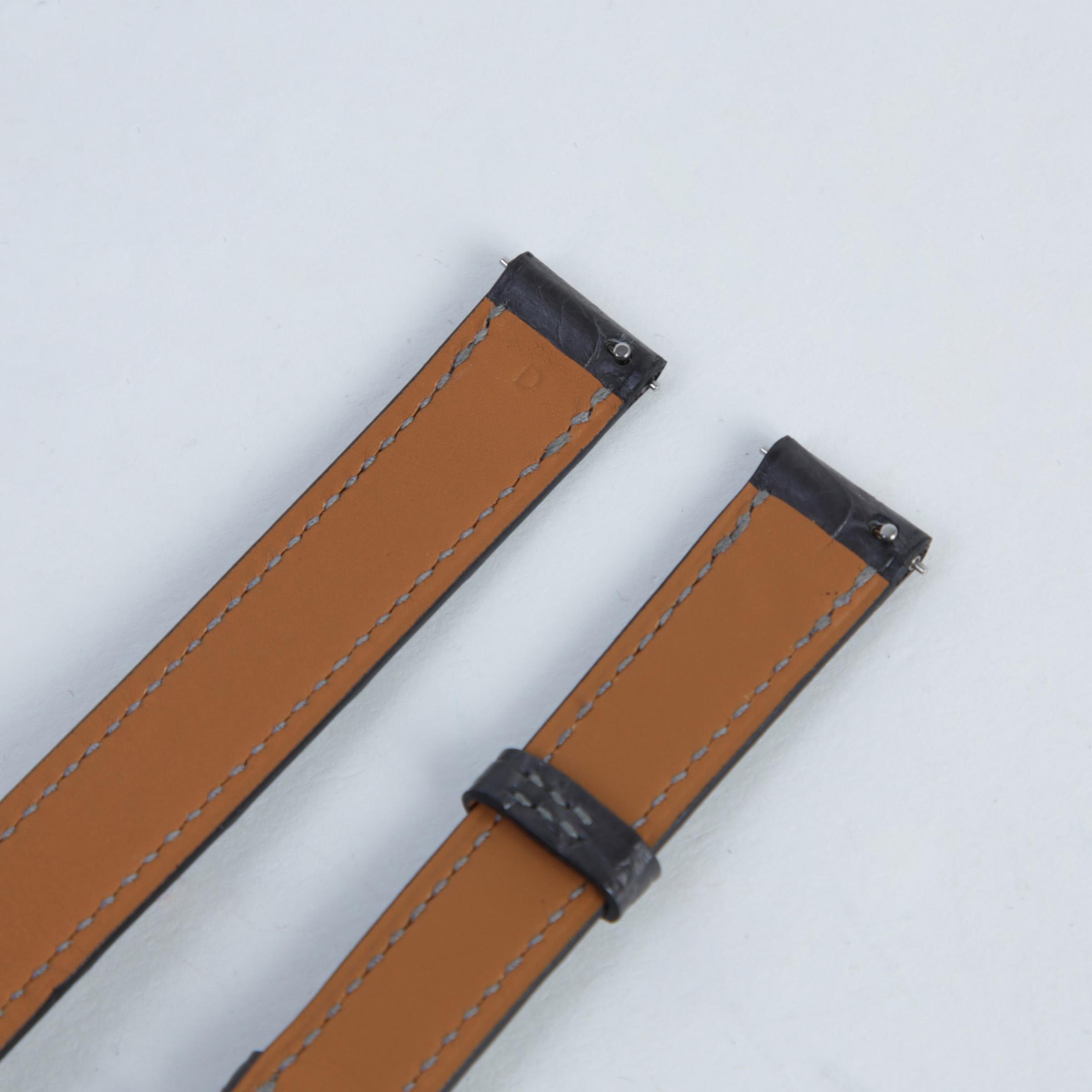ランク NS 未使用品 HERMÈS エルメス ドゥブルトゥールベルト グラファイト (88) クロコダイル アリゲーター シルバー金具 D刻印 - 5