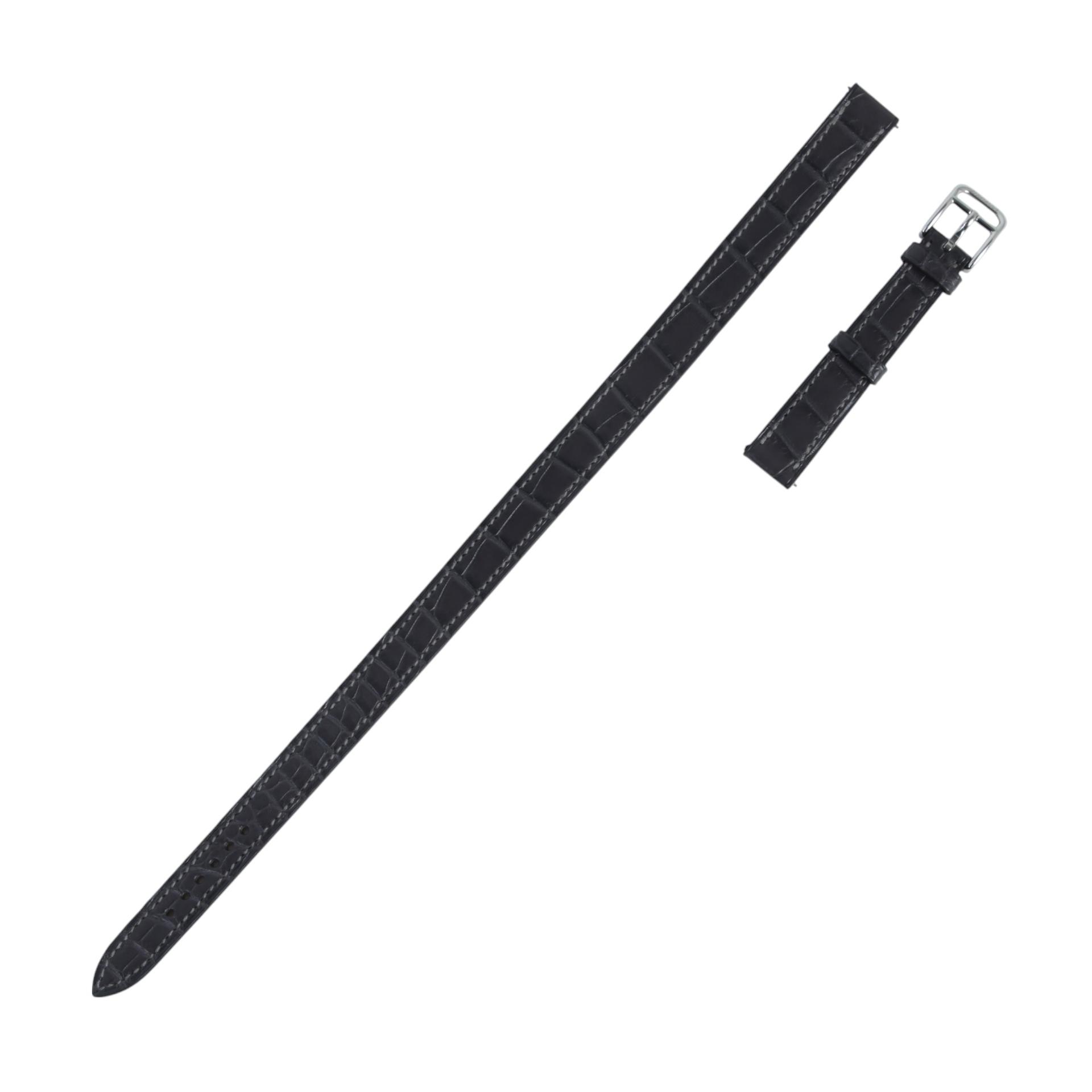 Double Tour Leather Watch Strap Graphite (88)