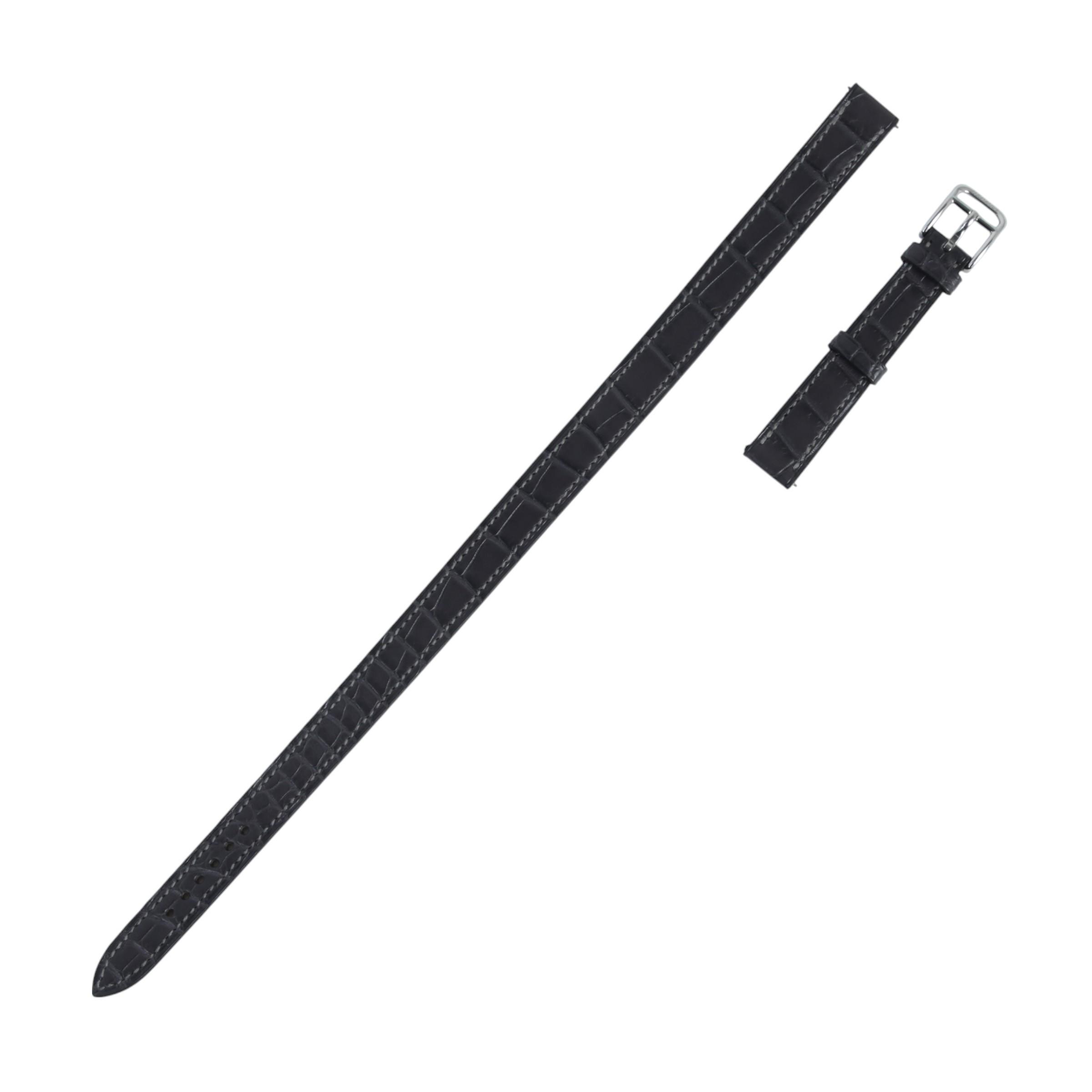 Double Tour Leather Watch Strap Graphite (88)