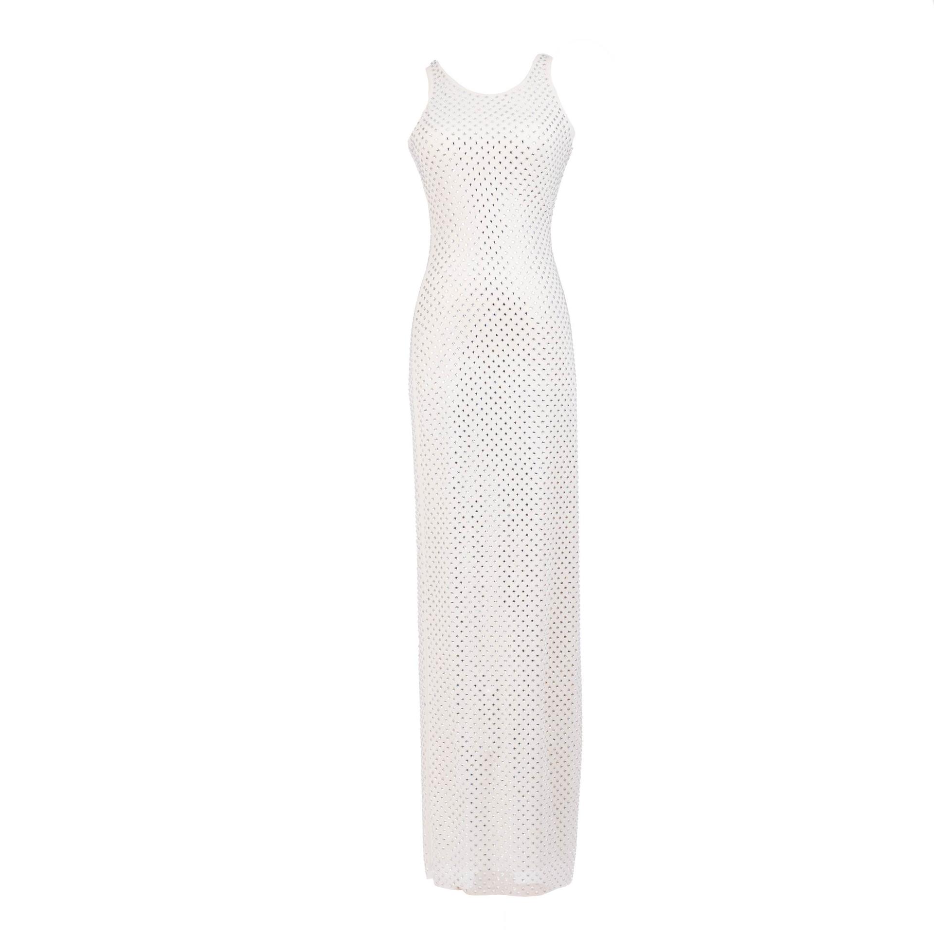 SELF-PORTRAIT Mesh Rhinestone Maxi Dress