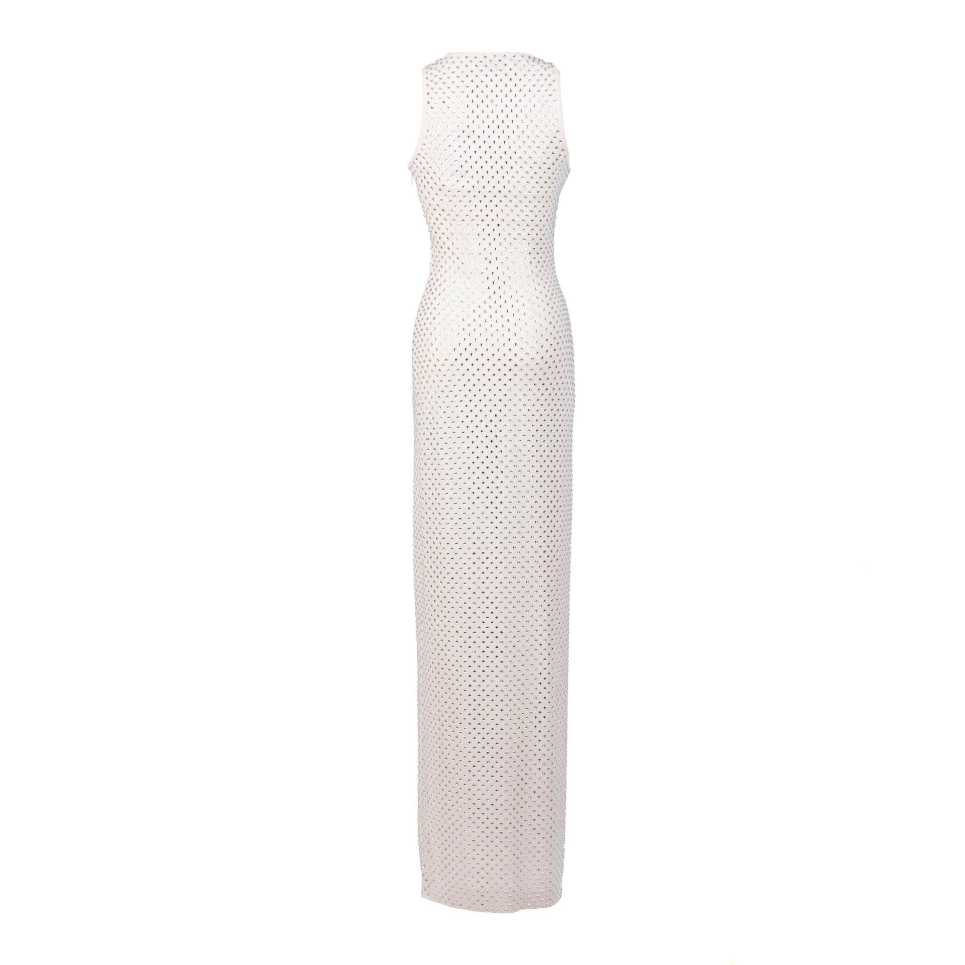SELF-PORTRAIT Mesh Rhinestone Maxi Dress