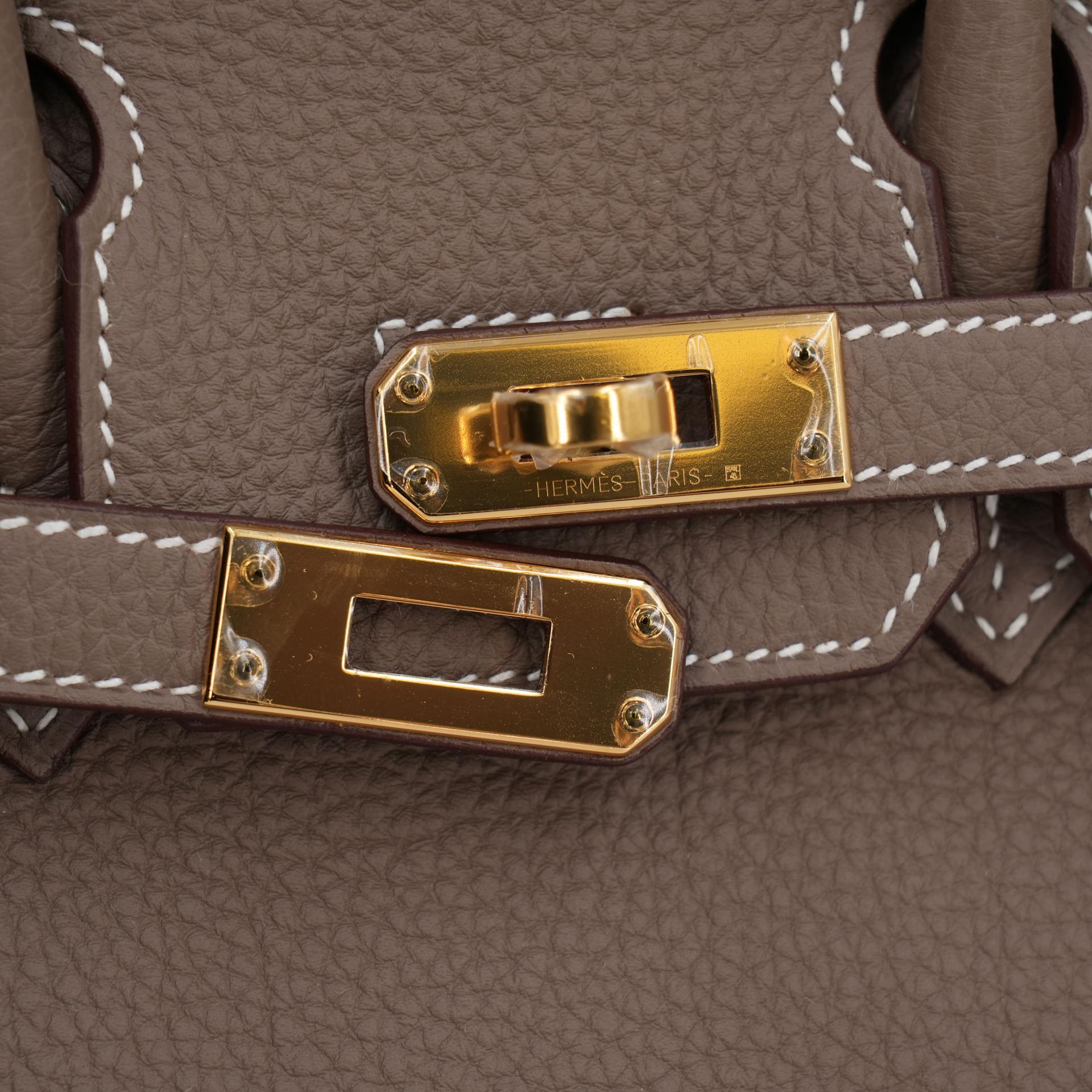 Unused ( Rank NS )  HERMÈS  Birkin 25 Etoupe (18) Togo Gold hardware A (2017) - 9
