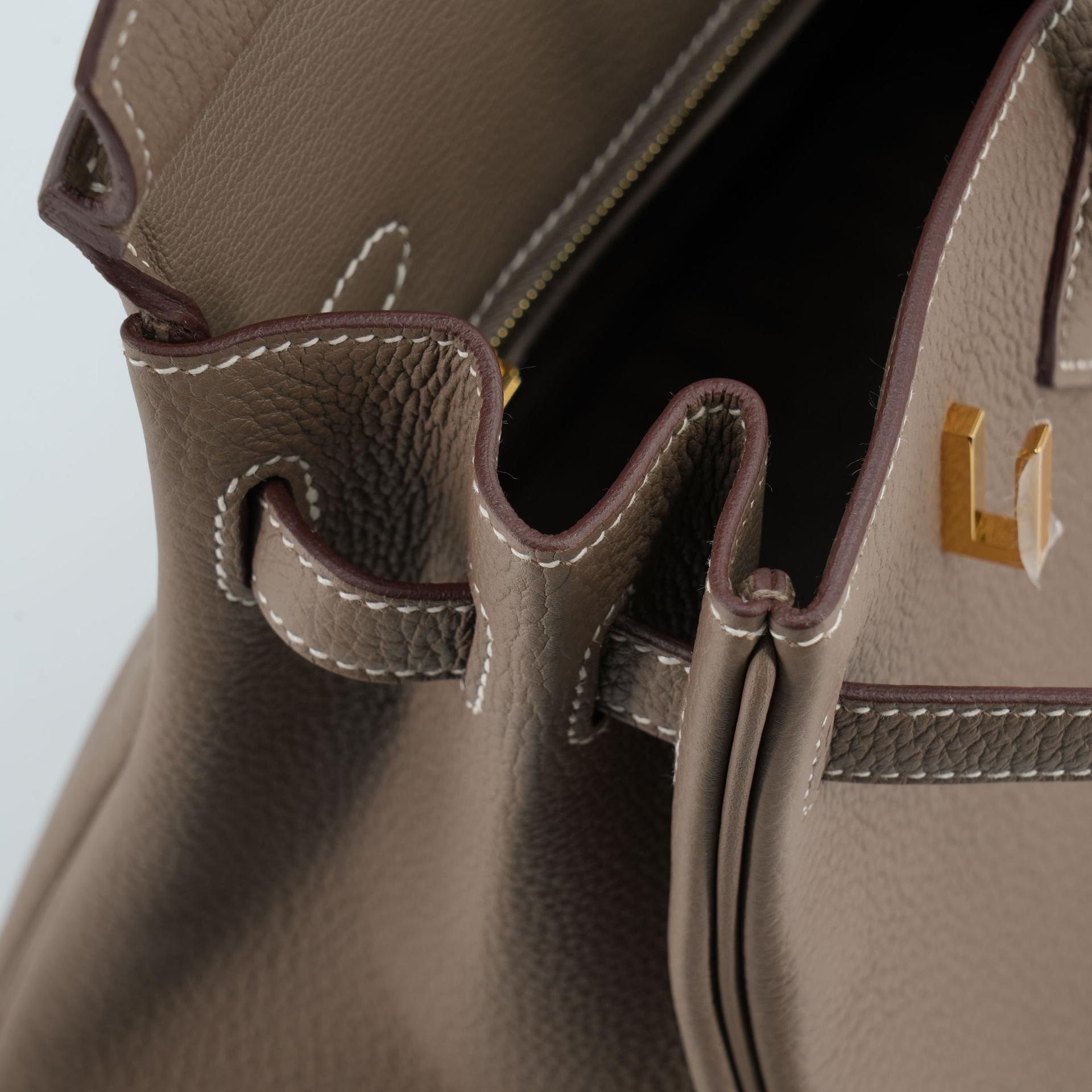 Unused ( Rank NS )  HERMÈS  Birkin 25 Etoupe (18) Togo Gold hardware A (2017) - 13
