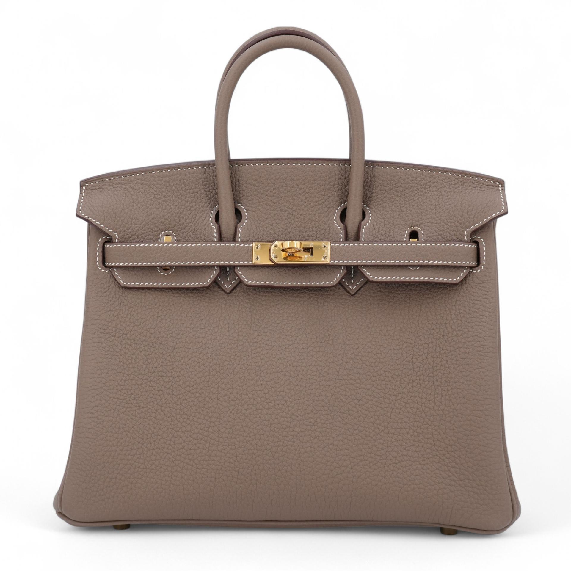 Unused ( Rank NS )  HERMÈS  Birkin 25 Etoupe (18) Togo Gold hardware A (2017) - 1