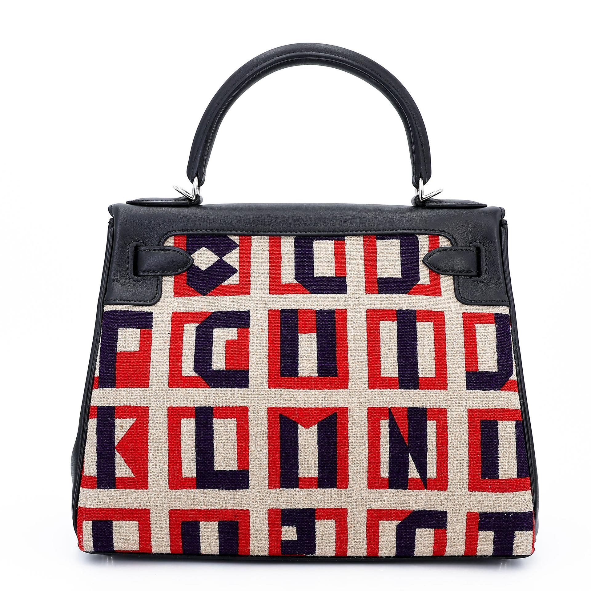 ランク NS 未使用品 HERMÈS エルメス 限定品 ケリー28 カレのアルファベット ブラック (89) キャンバス スイフト シルバー金具 C刻印 - 2