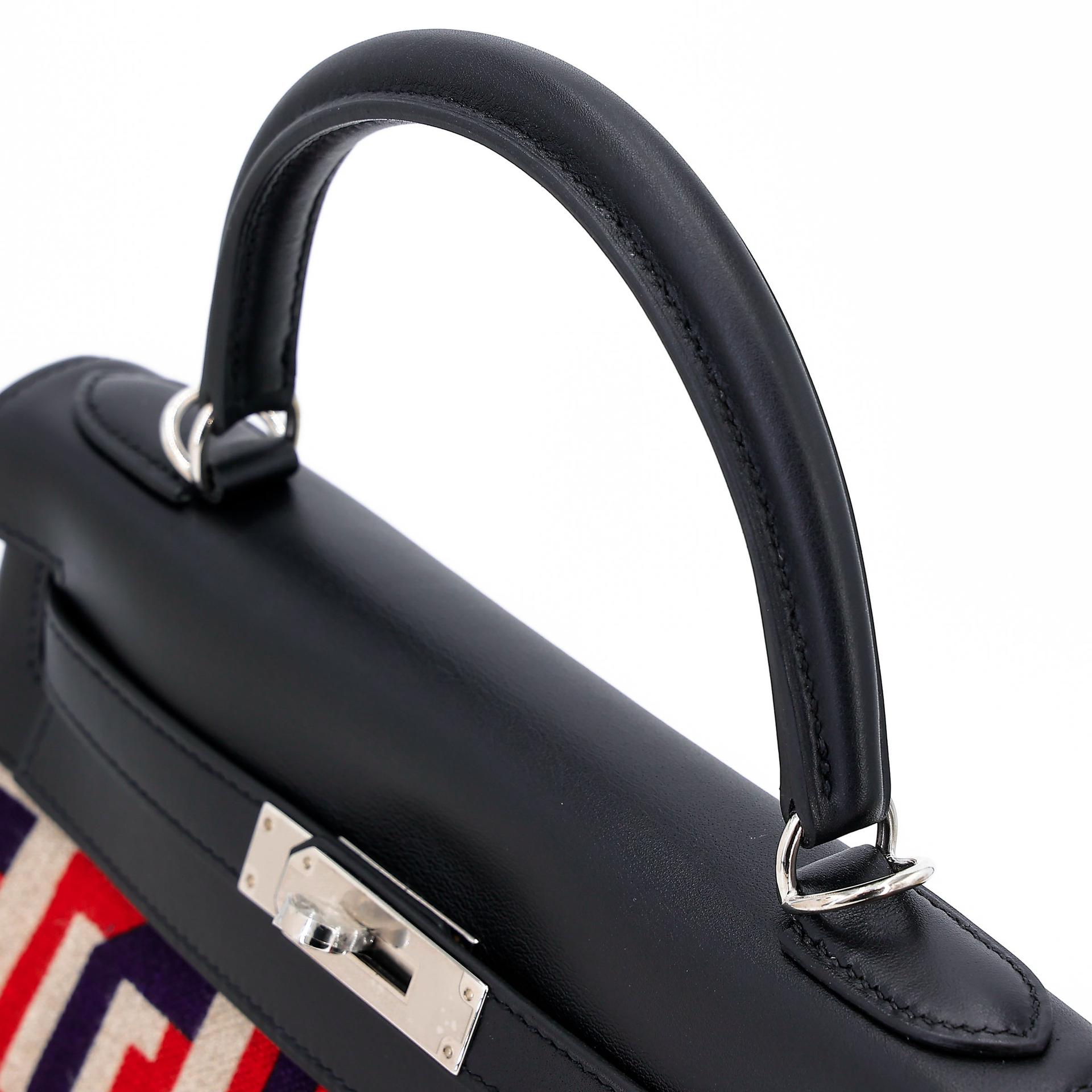ランク NS 未使用品 HERMÈS エルメス 限定品 ケリー28 カレのアルファベット ブラック (89) キャンバス スイフト シルバー金具 C刻印 - 3