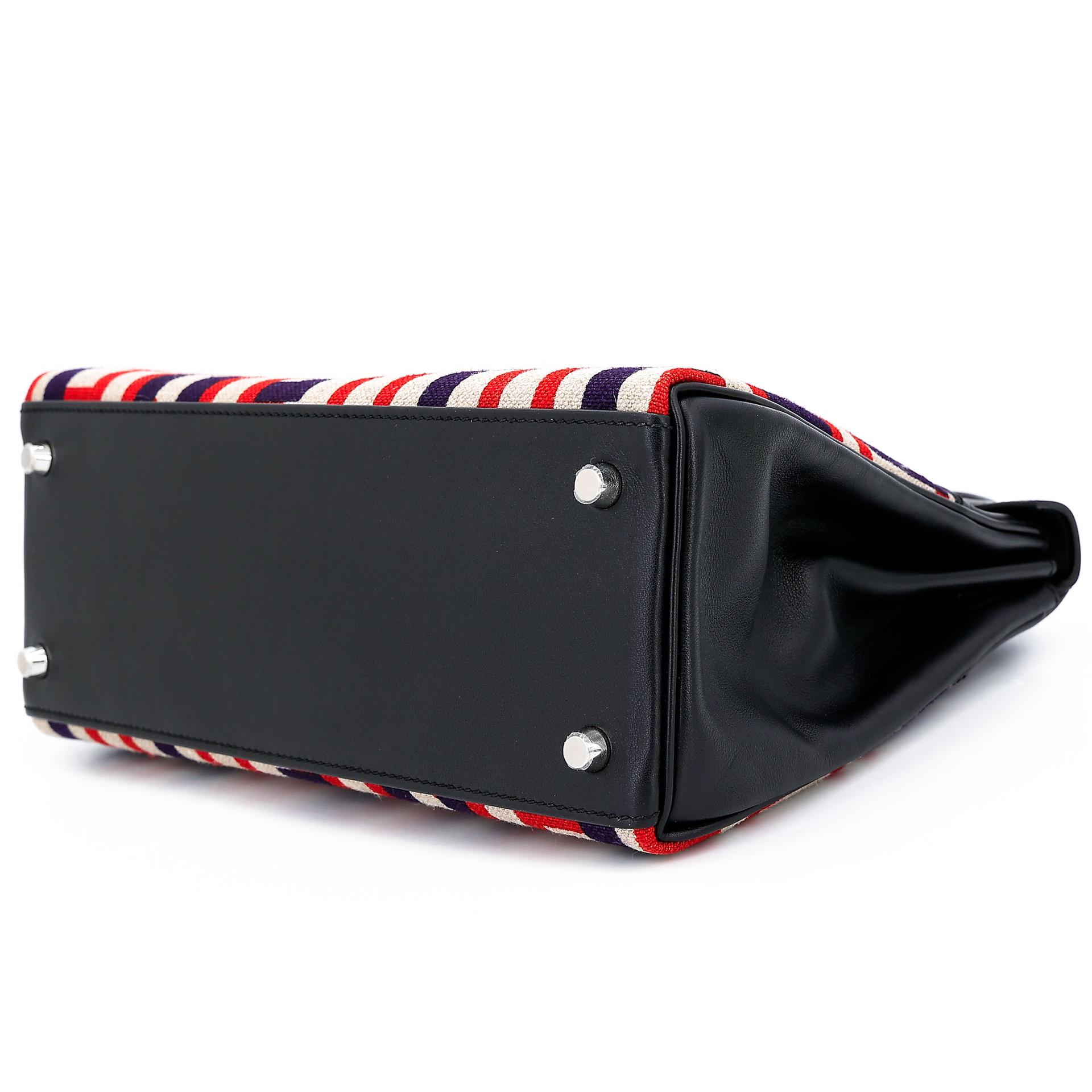 ランク NS 未使用品 HERMÈS エルメス 限定品 ケリー28 カレのアルファベット ブラック (89) キャンバス スイフト シルバー金具 C刻印 - 4