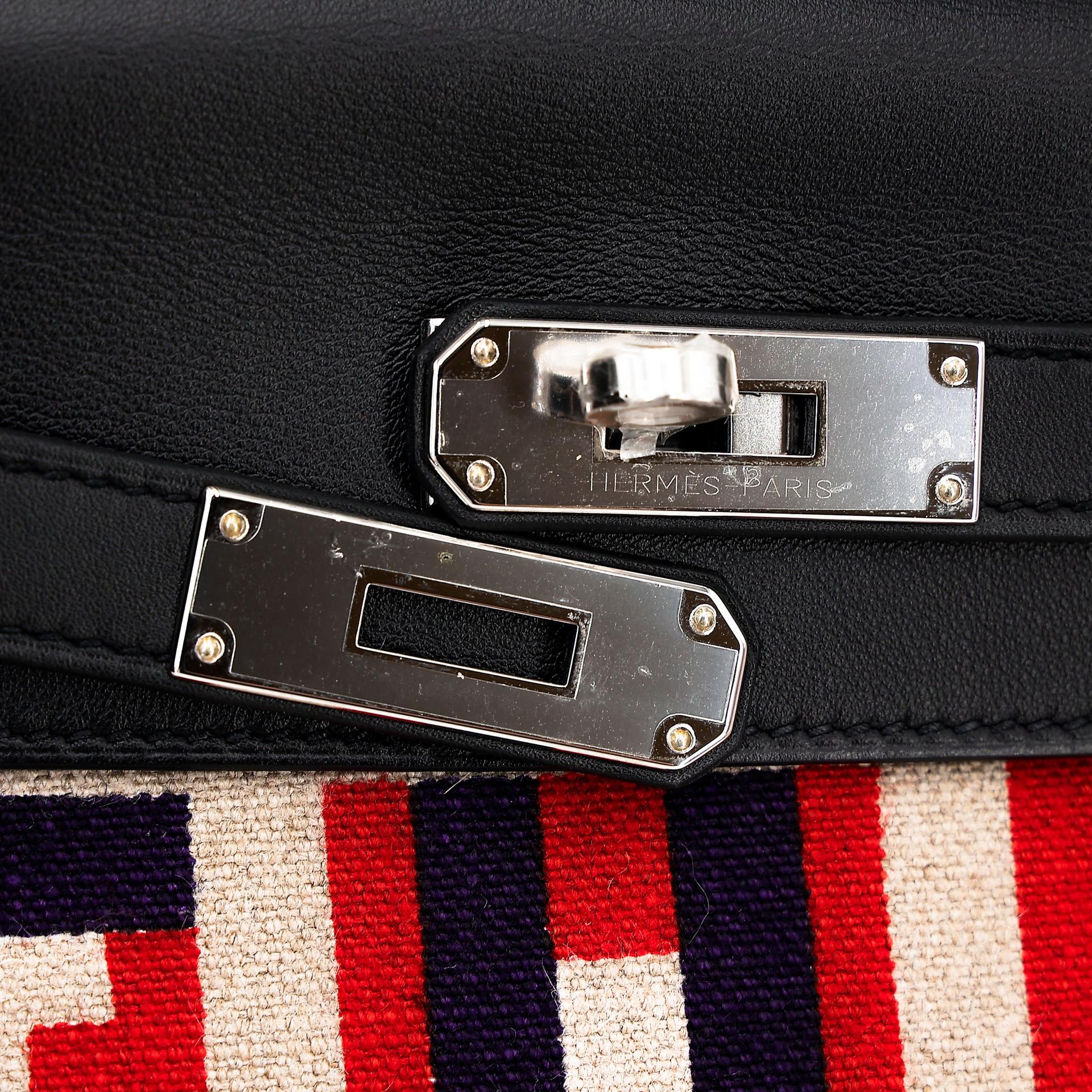 ランク NS 未使用品 HERMÈS エルメス 限定品 ケリー28 カレのアルファベット ブラック (89) キャンバス スイフト シルバー金具 C刻印 - 8