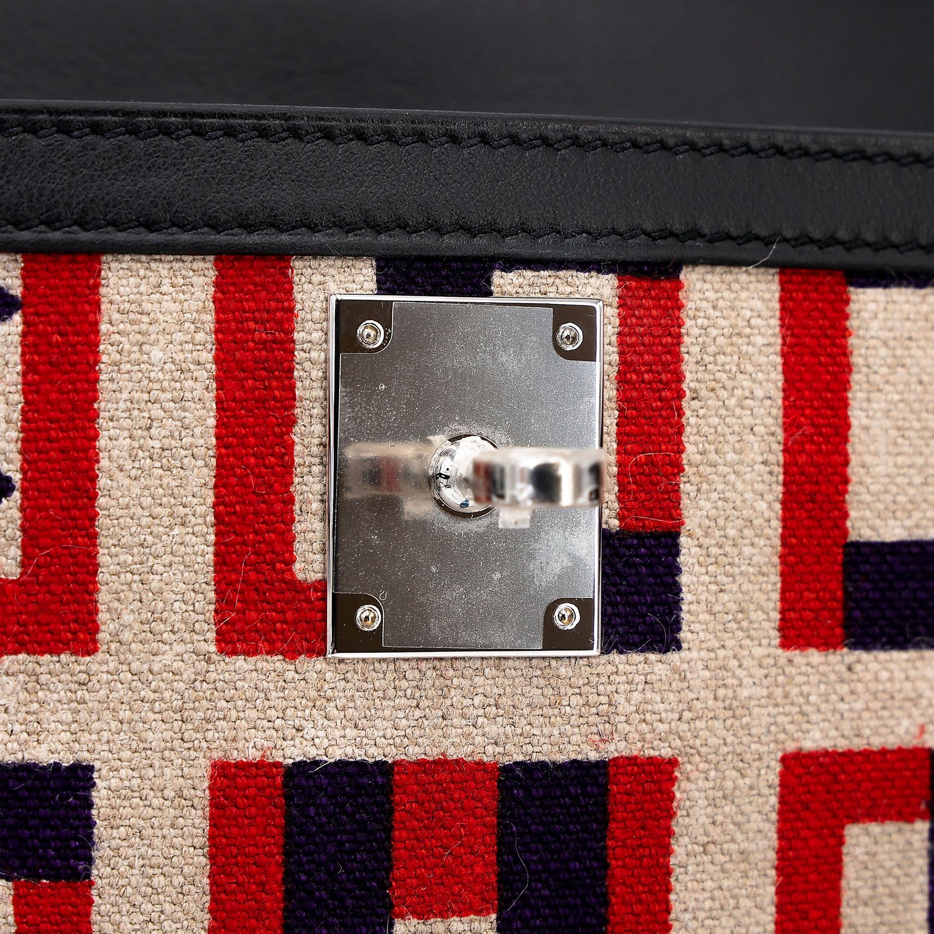 ランク NS 未使用品 HERMÈS エルメス 限定品 ケリー28 カレのアルファベット ブラック (89) キャンバス スイフト シルバー金具 C刻印 - 11