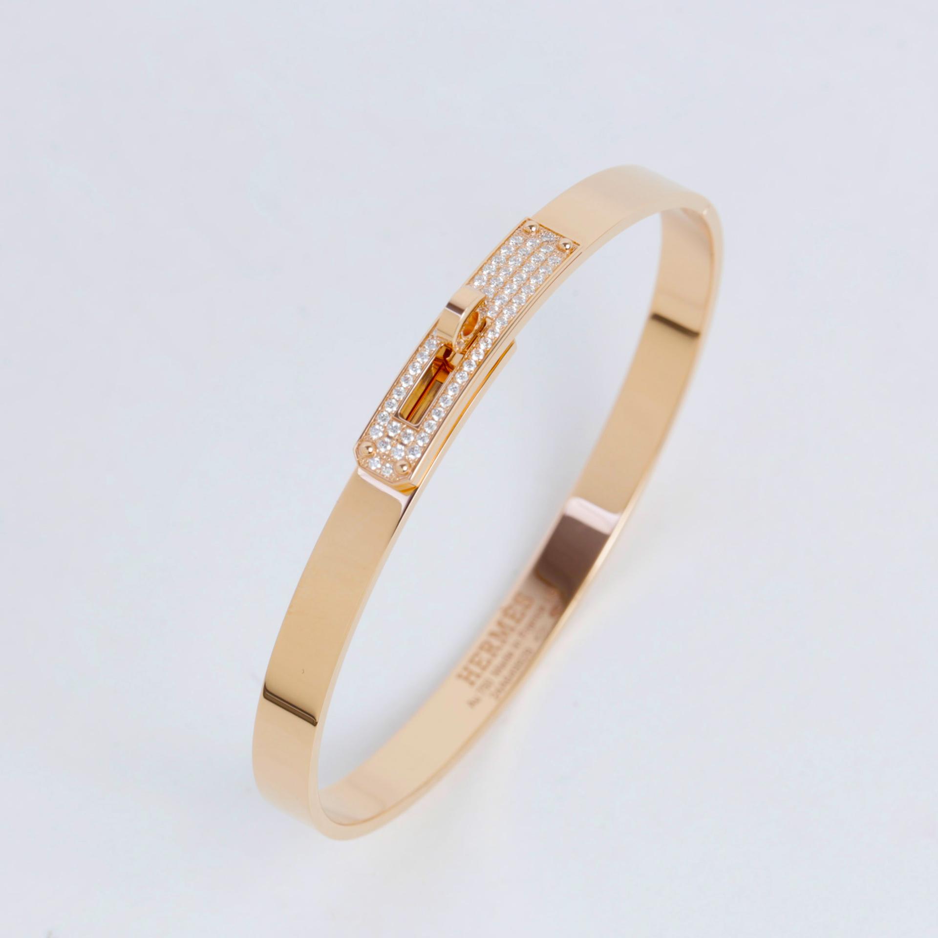 Brand New ( Rank N ) HERMÈS Kelly Bracelets Rose Gold Rose Gold Diamond White Gold hardware Rose Gold hardware - 5