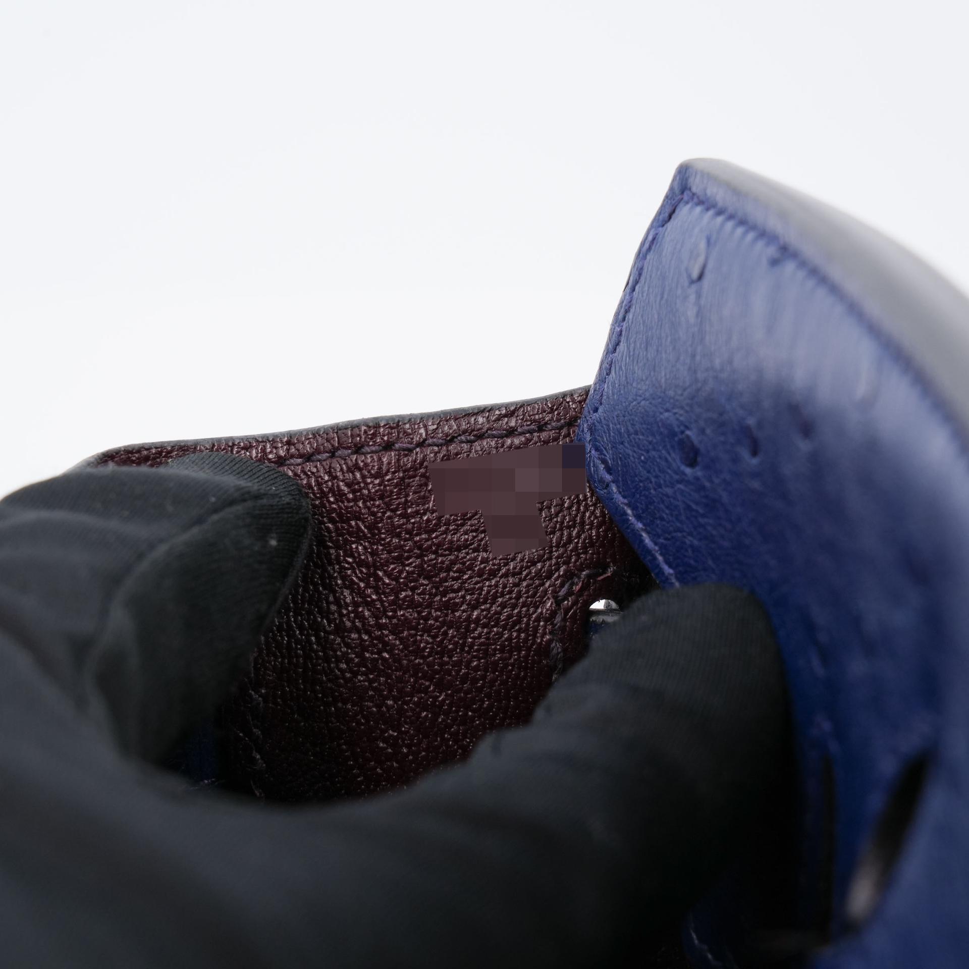 Unused ( Rank NS ) HERMÈS Birkin 25 Rouge Sellier (0G) Bleu Iris (77) Ostrich Palladium hardware B (2023) - 20