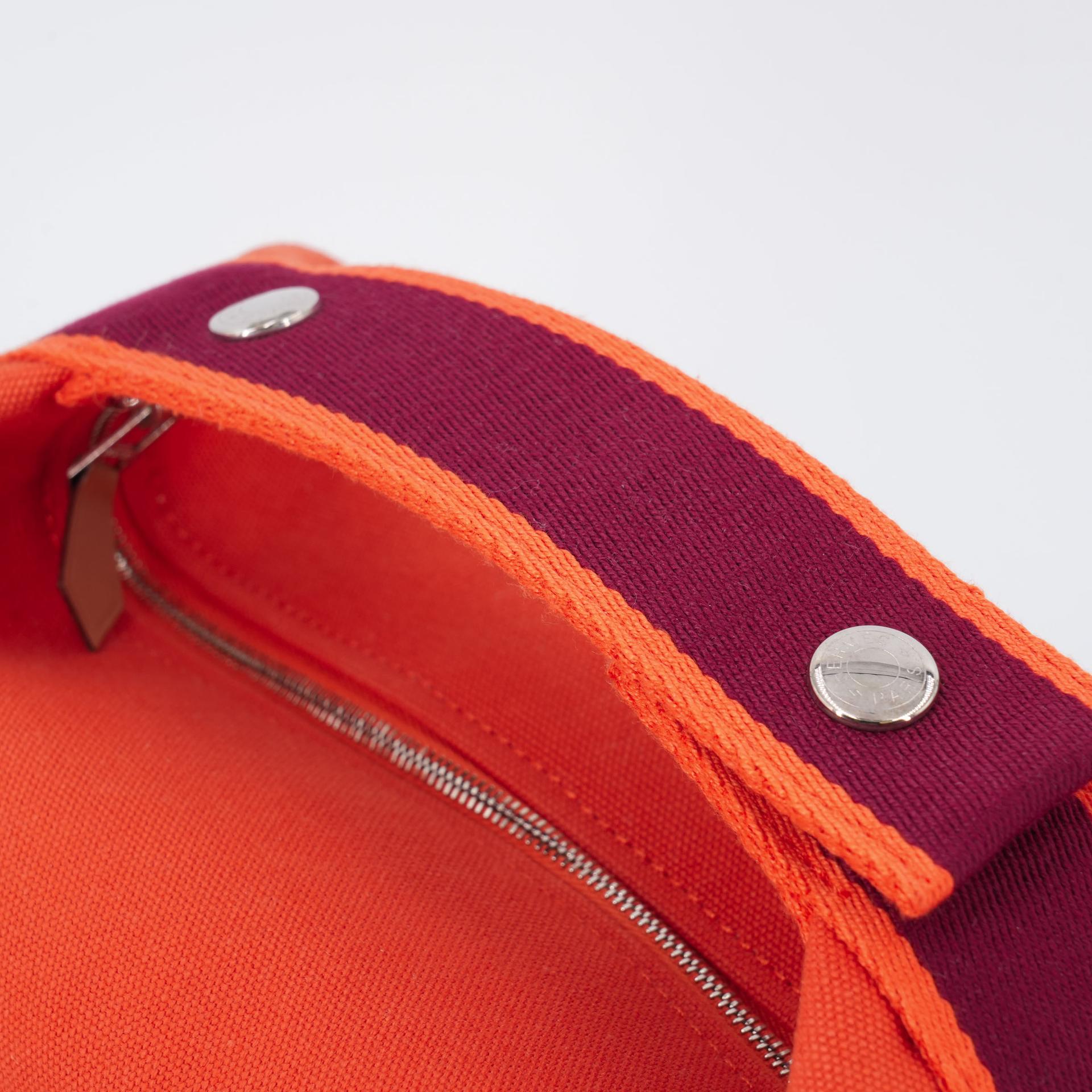 Excellent ( Rank SA )  HERMÈS  Bride-a-Brac Case PM Orange (93) Canvas Palladium hardware - 3