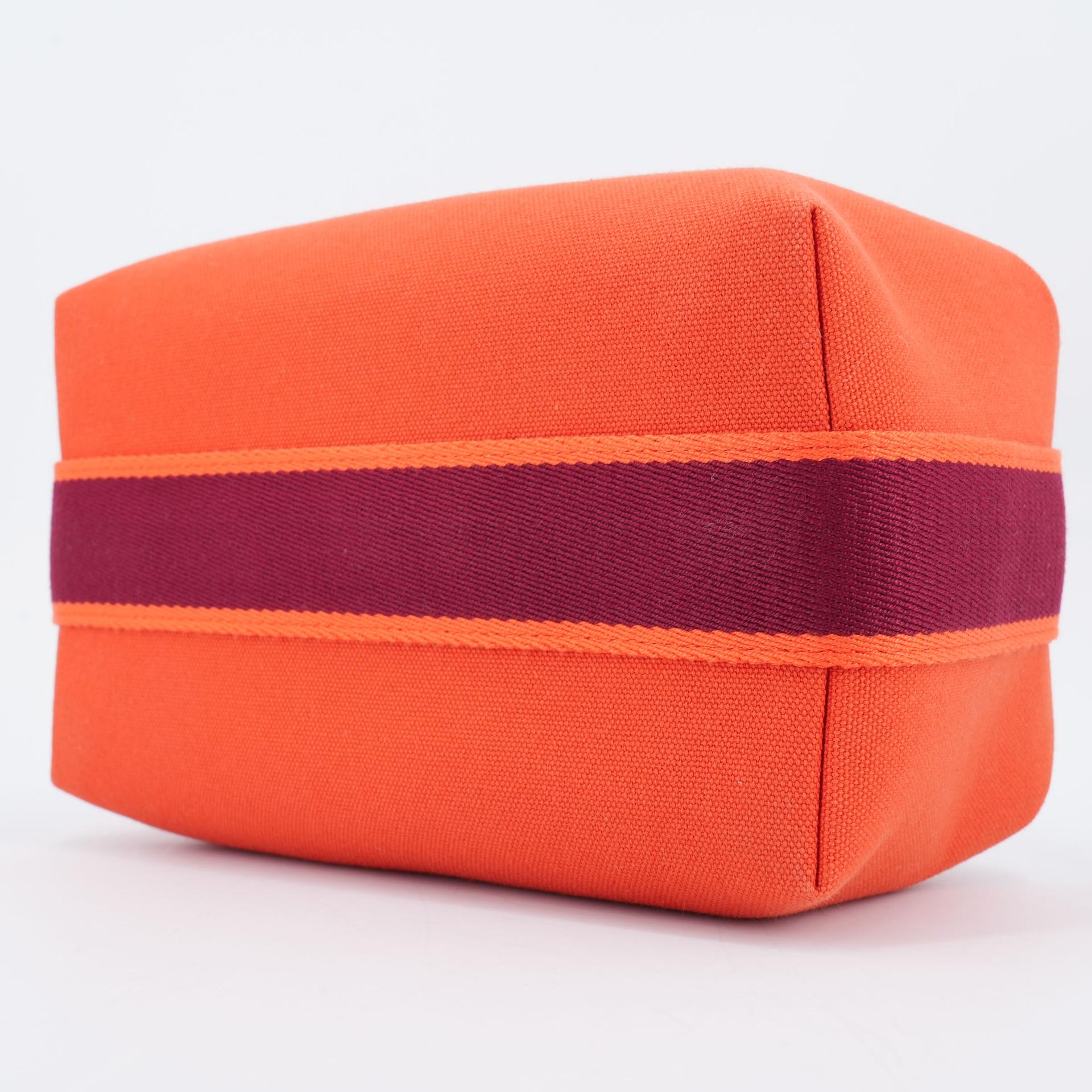 Excellent ( Rank SA )  HERMÈS  Bride-a-Brac Case PM Orange (93) Canvas Palladium hardware - 6