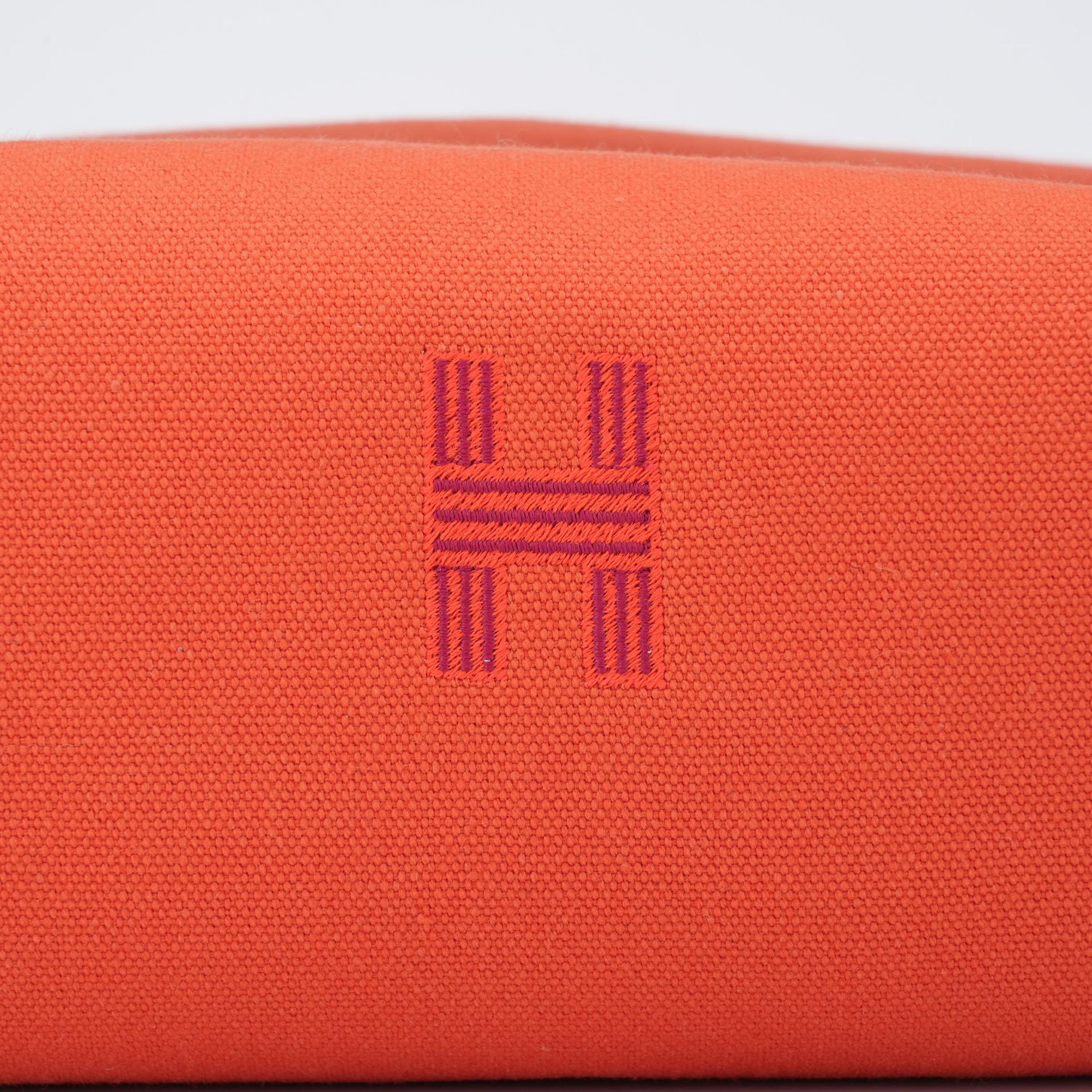 Excellent ( Rank SA )  HERMÈS  Bride-a-Brac Case PM Orange (93) Canvas Palladium hardware - 8
