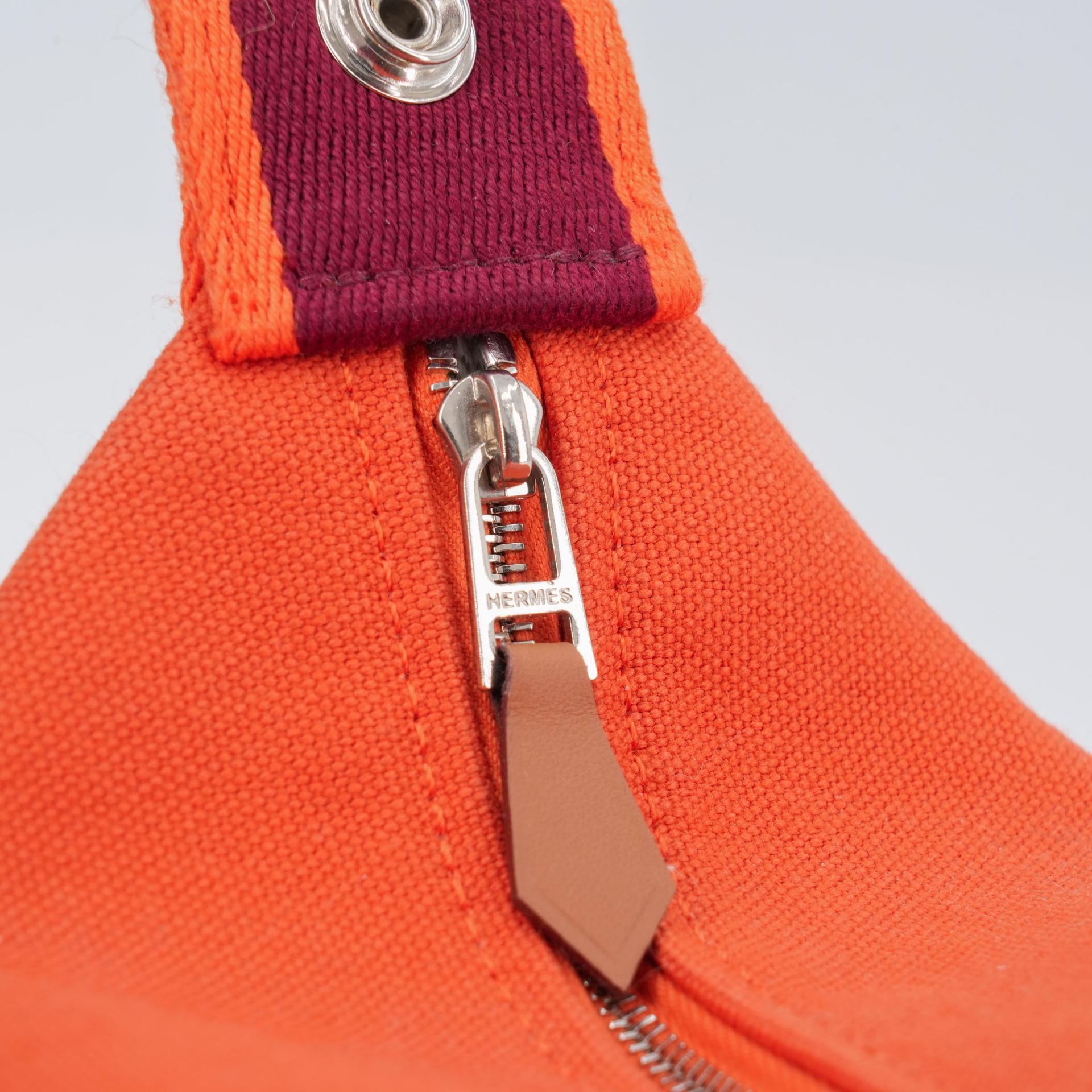Excellent ( Rank SA )  HERMÈS  Bride-a-Brac Case PM Orange (93) Canvas Palladium hardware - 11