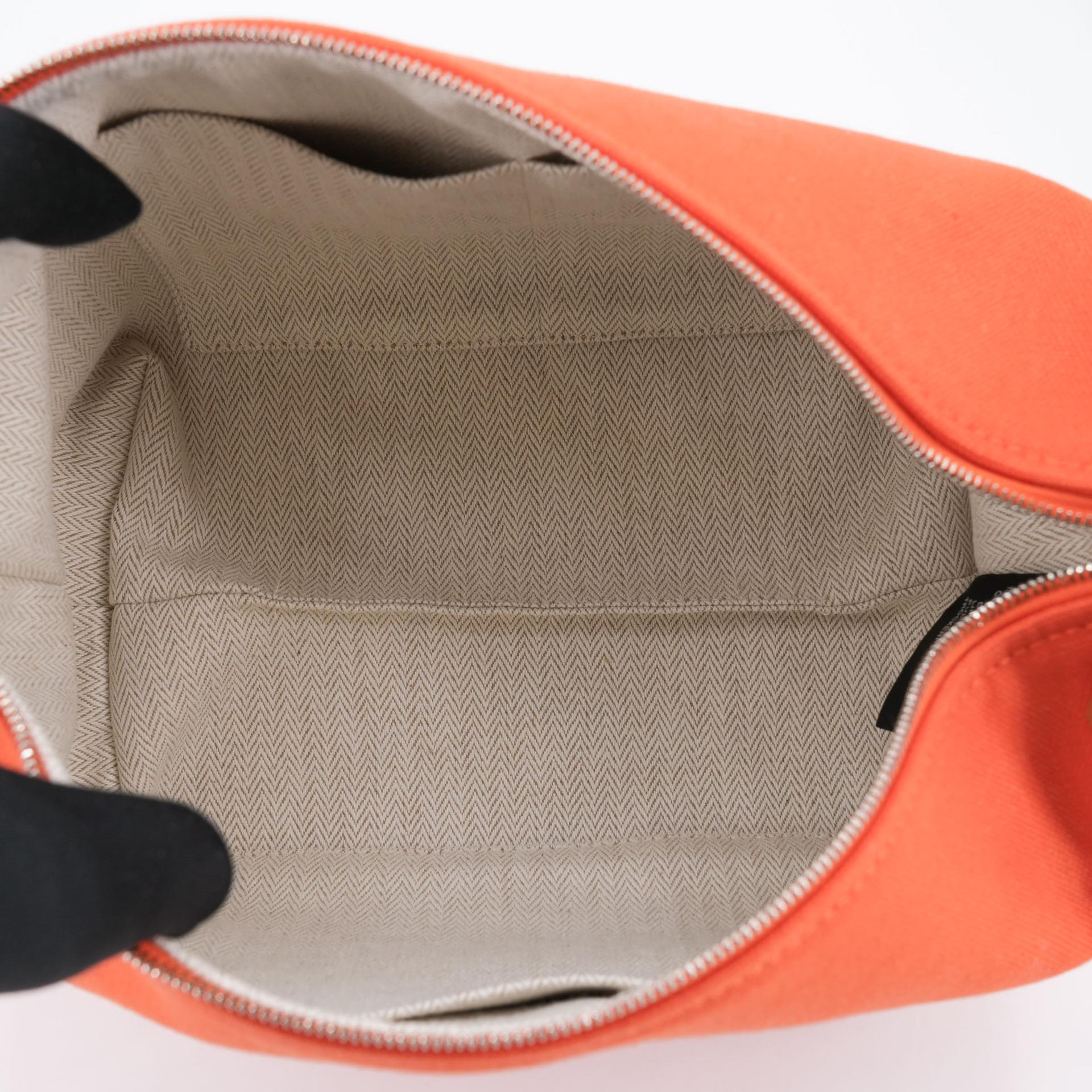 Excellent ( Rank SA )  HERMÈS  Bride-a-Brac Case PM Orange (93) Canvas Palladium hardware - 15