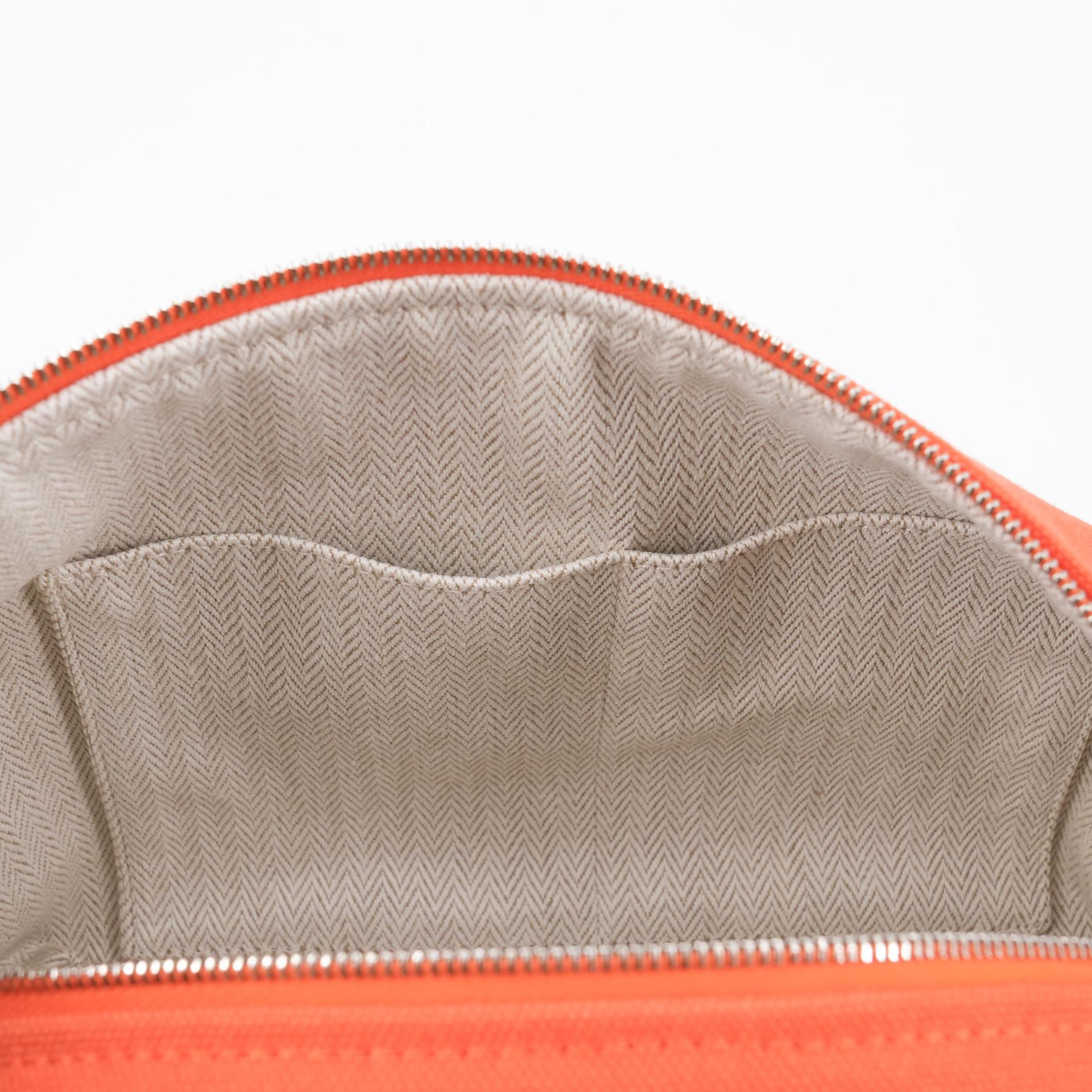 Excellent ( Rank SA )  HERMÈS  Bride-a-Brac Case PM Orange (93) Canvas Palladium hardware - 16