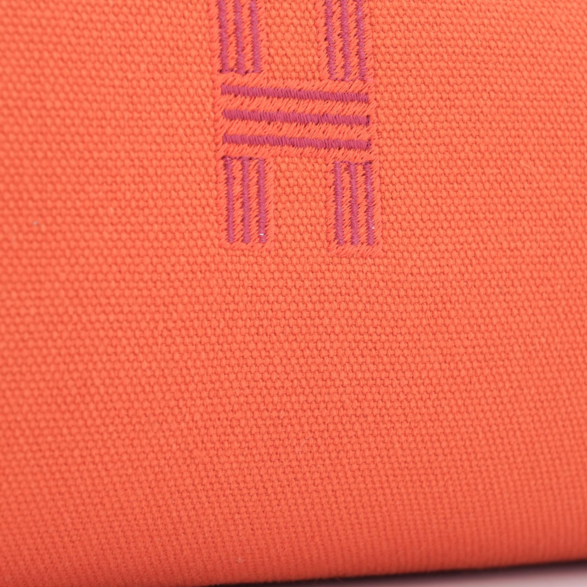 Excellent ( Rank SA )  HERMÈS  Bride-a-Brac Case PM Orange (93) Canvas Palladium hardware - 13
