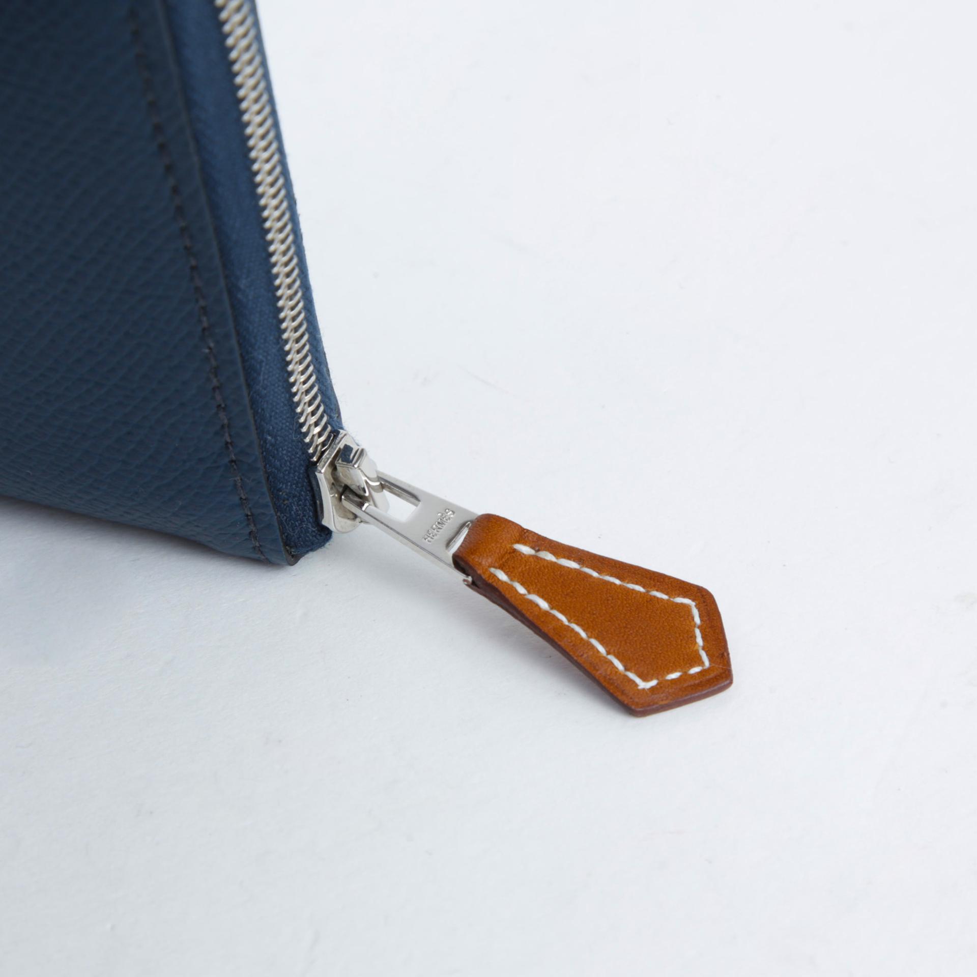 Unused ( Rank NS ) HERMÈS Silk’in Compact wallet Bleu de Prusse (7P) Epsom Silk Palladium hardware B (2023) - 7