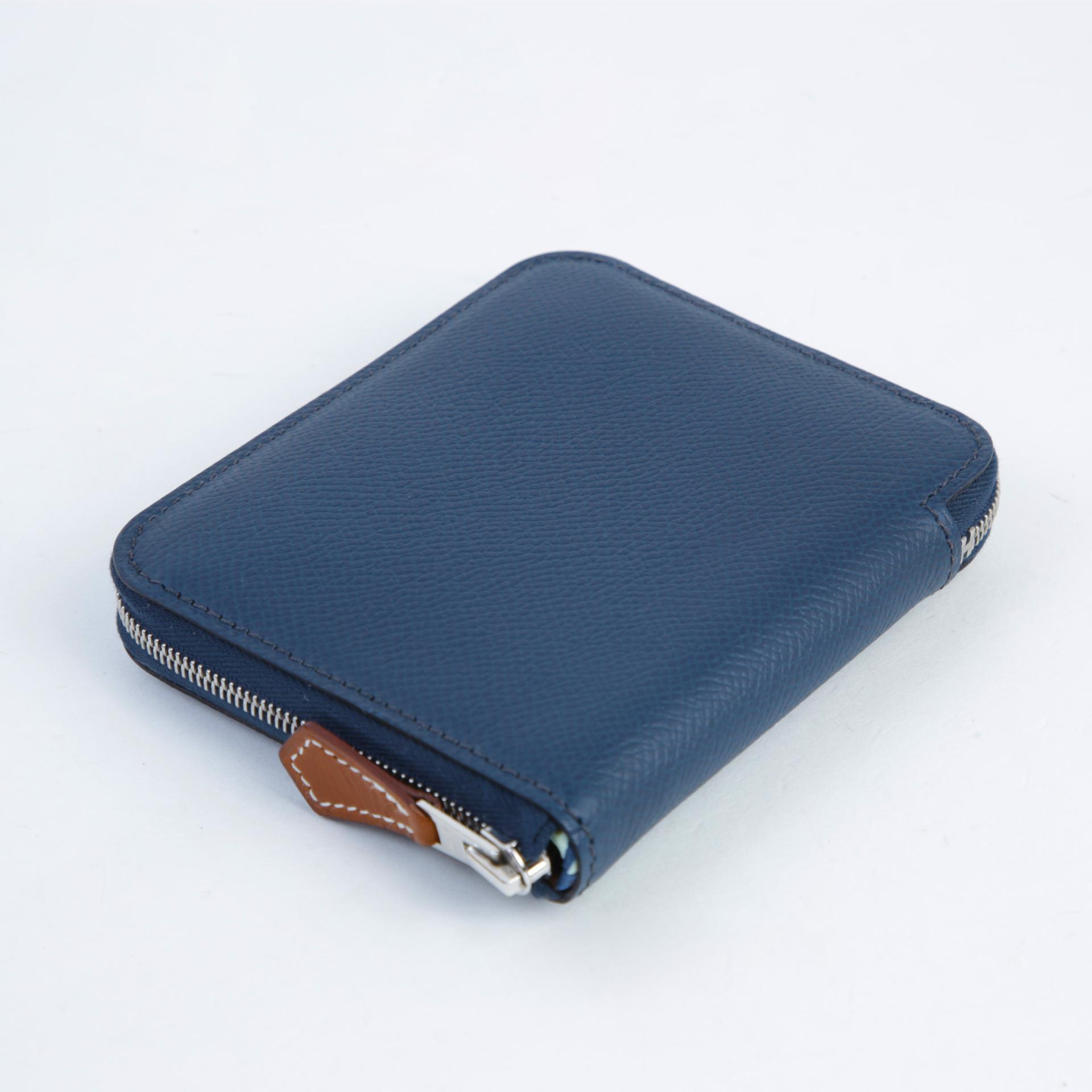 Unused ( Rank NS ) HERMÈS Silk’in Compact wallet Bleu de Prusse (7P) Epsom Silk Palladium hardware B (2023) - 3
