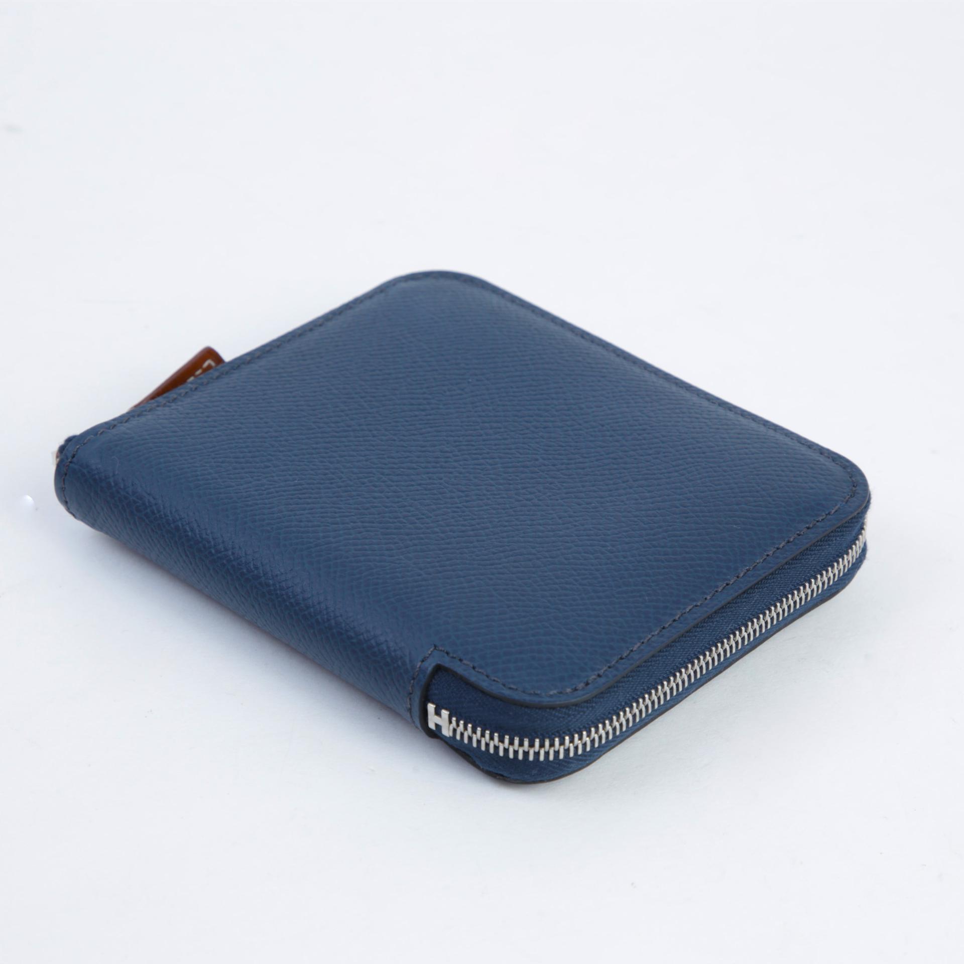 Unused ( Rank NS ) HERMÈS Silk’in Compact wallet Bleu de Prusse (7P) Epsom Silk Palladium hardware B (2023) - 4