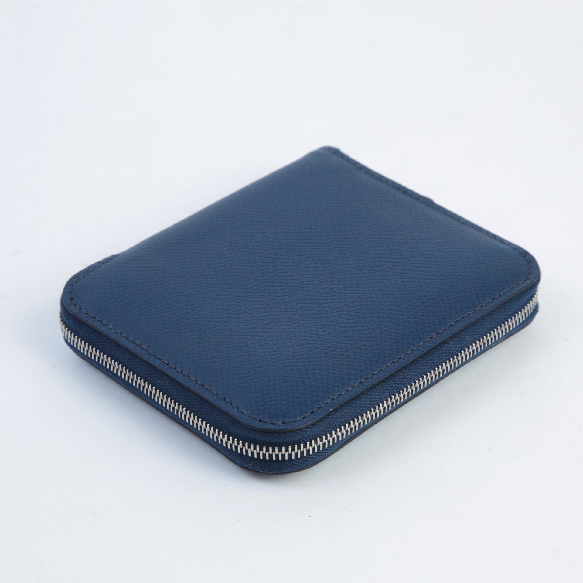 Unused ( Rank NS ) HERMÈS Silk’in Compact wallet Bleu de Prusse (7P) Epsom Silk Palladium hardware B (2023) - 5