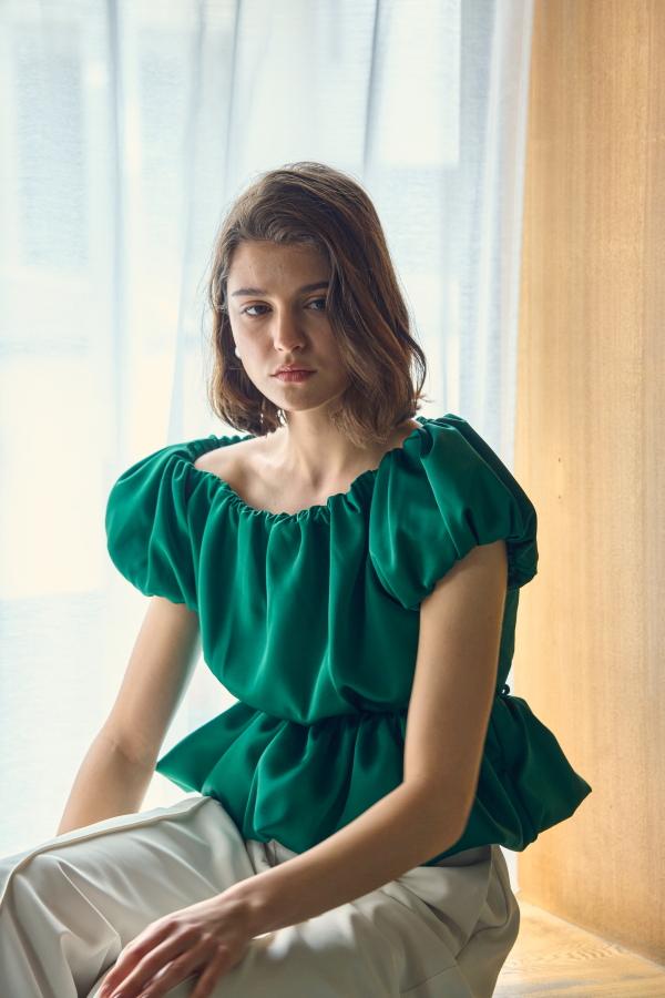 ERADIE Satin Open Back Top Green