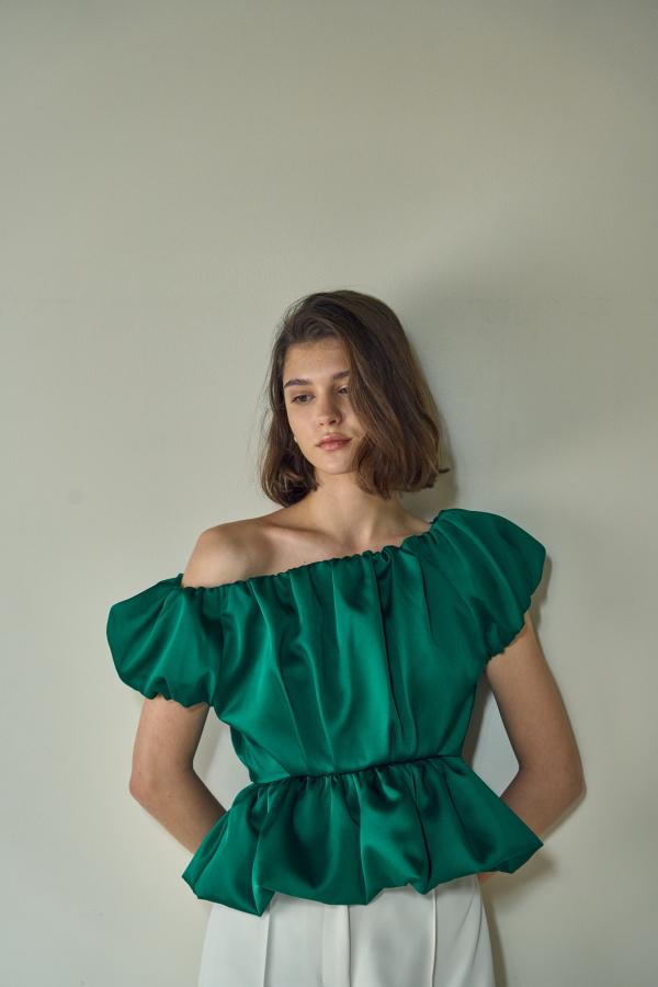 ERADIE Satin Open Back Top Green - 5