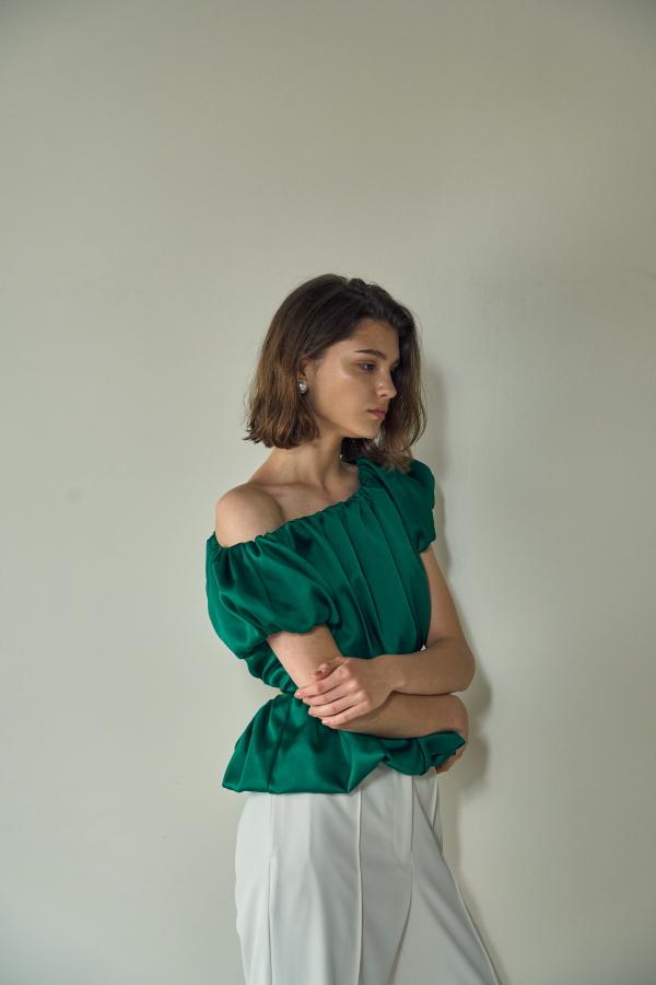 ERADIE Satin Open Back Top Green - 3