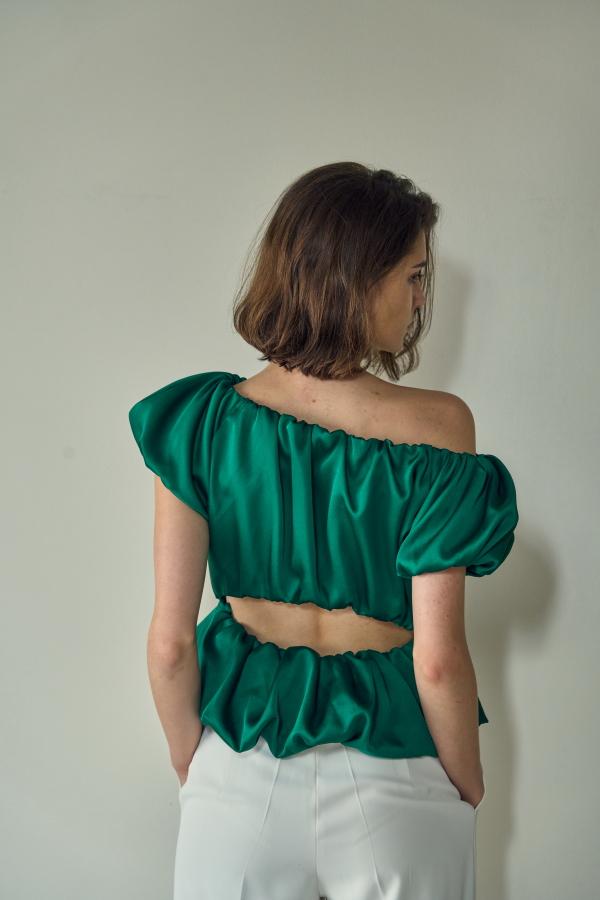 ERADIE Satin Open Back Top Green - 4