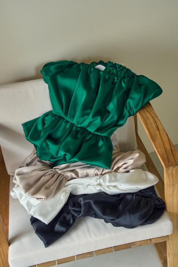 ERADIE Satin Open Back Top Green - 6