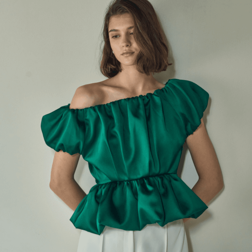 ERADIE Satin Open Back Top Green