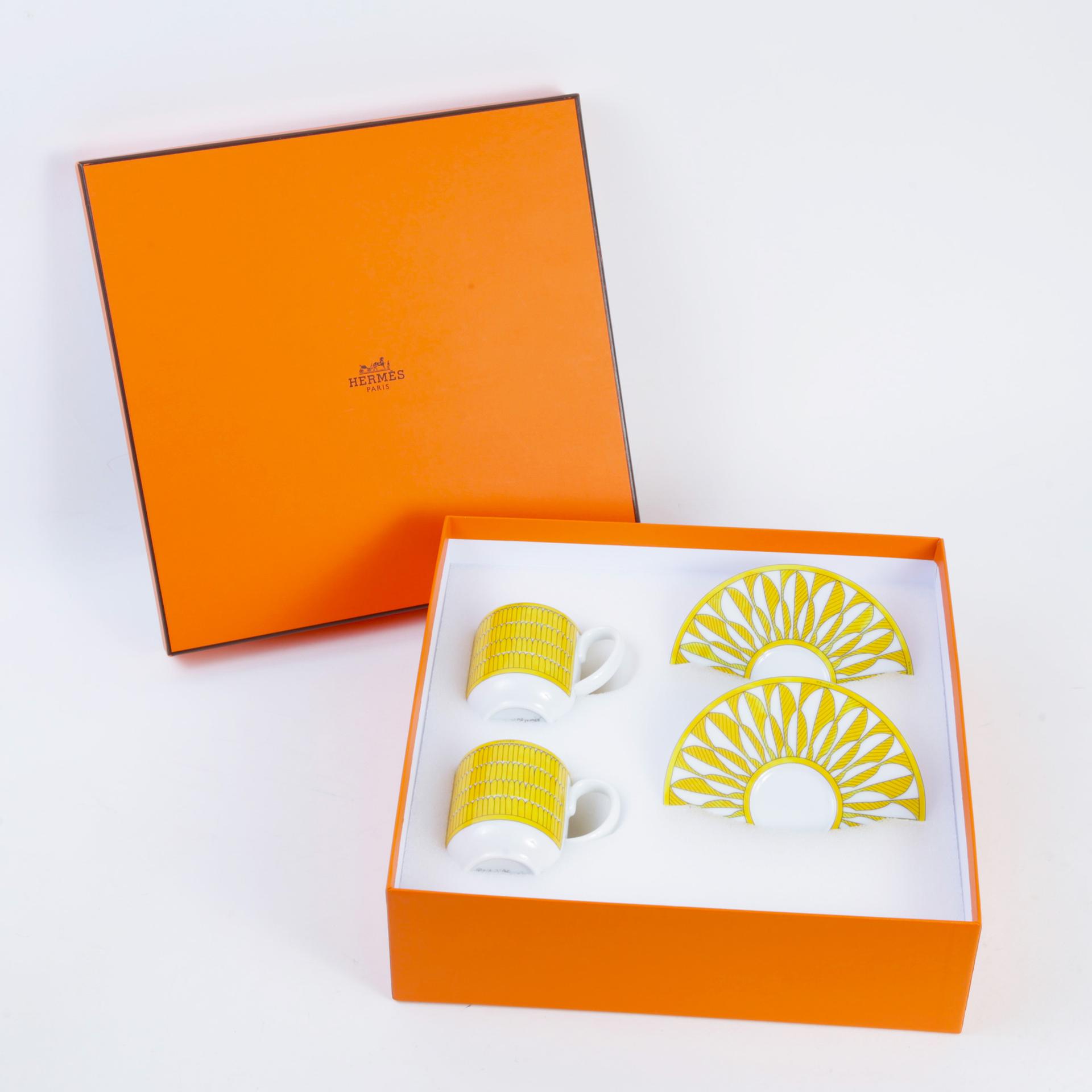 全新 HERMÈS 愛馬仕 Soleil d’Hermès coffee cup and saucer 黄色 陶器 - 6