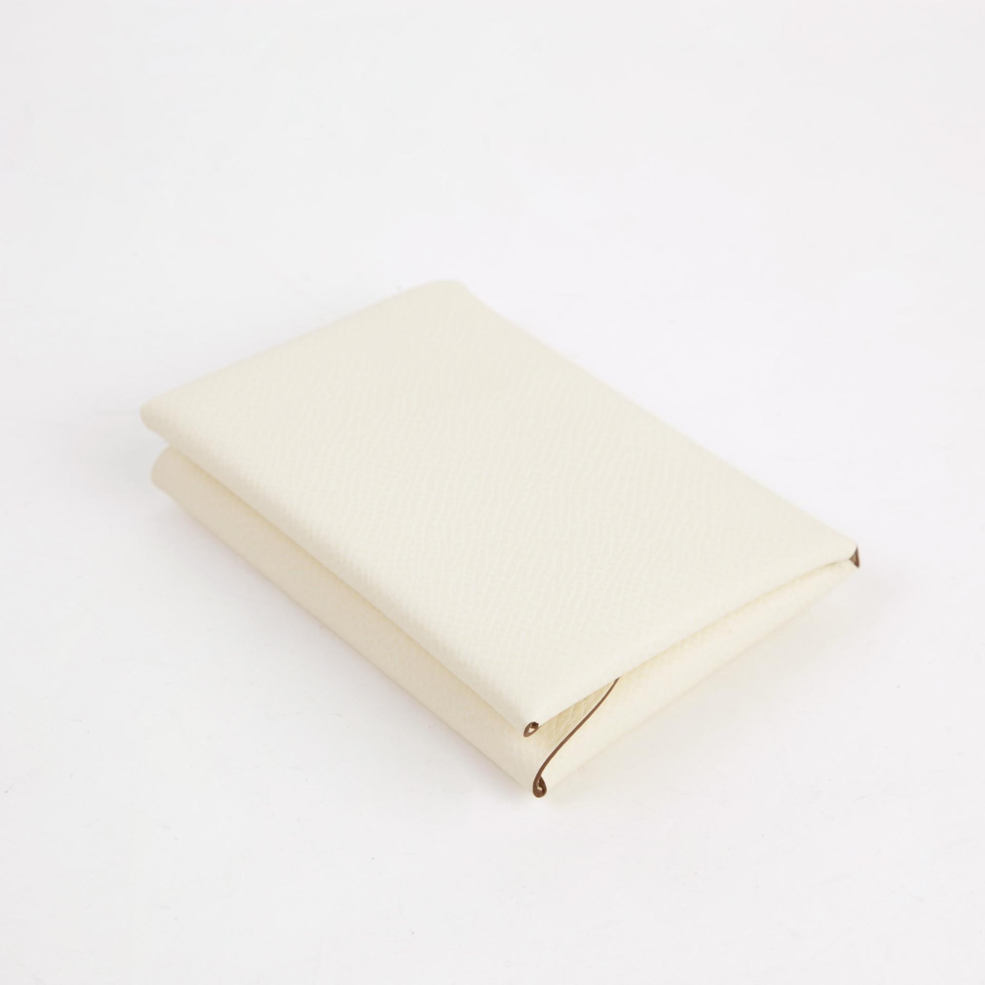 Unused ( Rank NS ) HERMÈS Calvi Duo card holder Nata (I2) Epsom Palladium hardware U (2022) - 4