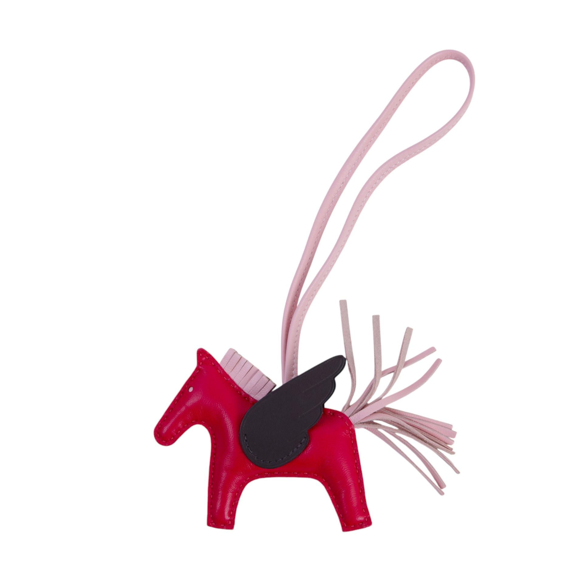 A美品 HERMÈS 愛馬仕 Rodeo Pegase PM  小馬 90 覆盆子粉 Framboise 0G 馬鞍紅 Rouge Sellier Agneau阿格諾 Z刻 2021年 - 1