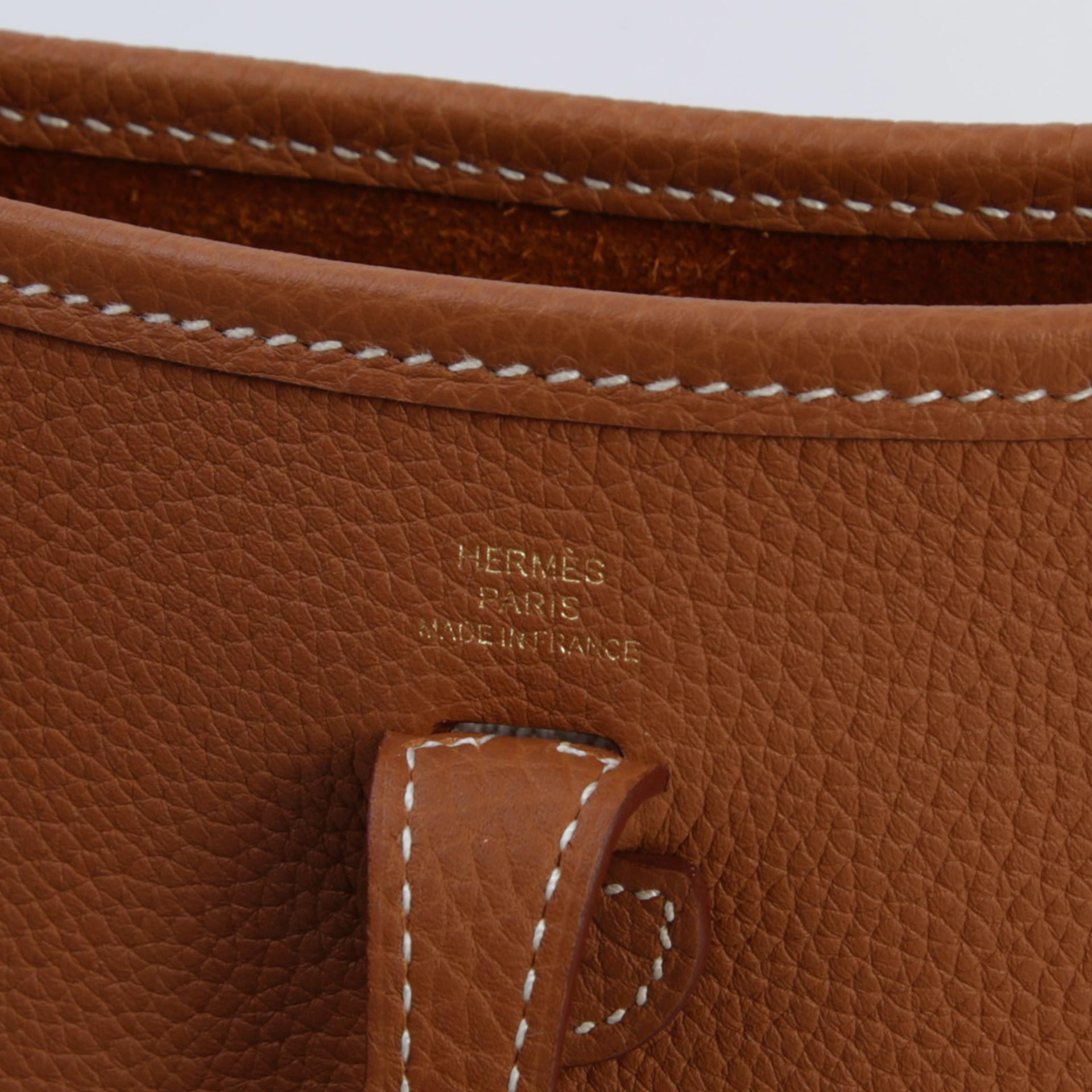 Unused ( Rank NS )  HERMÈS  Mini Evelyne 16 Amazone 112cm Gold (37) Taurillon Maurice Gold hardware Z (2021) - 9