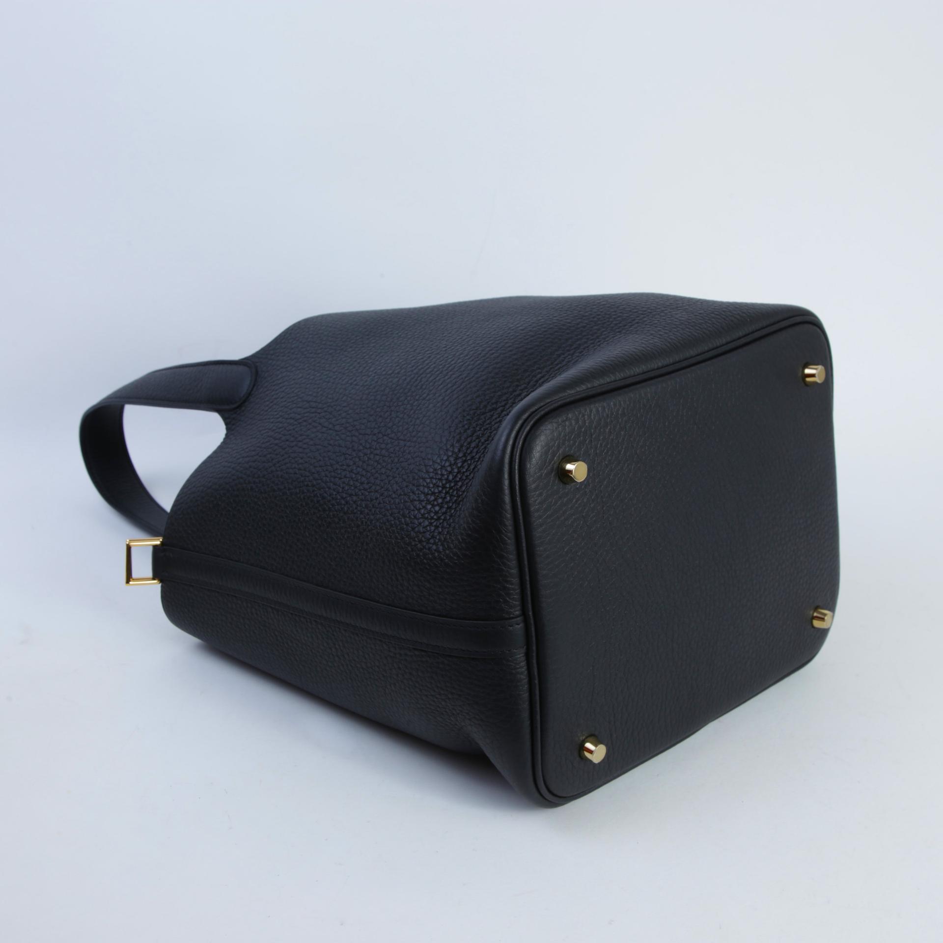 Brand New ( Rank N )  HERMÈS  Picotin Lock MM Black (89) Clemence Gold hardware W (2024) - 4